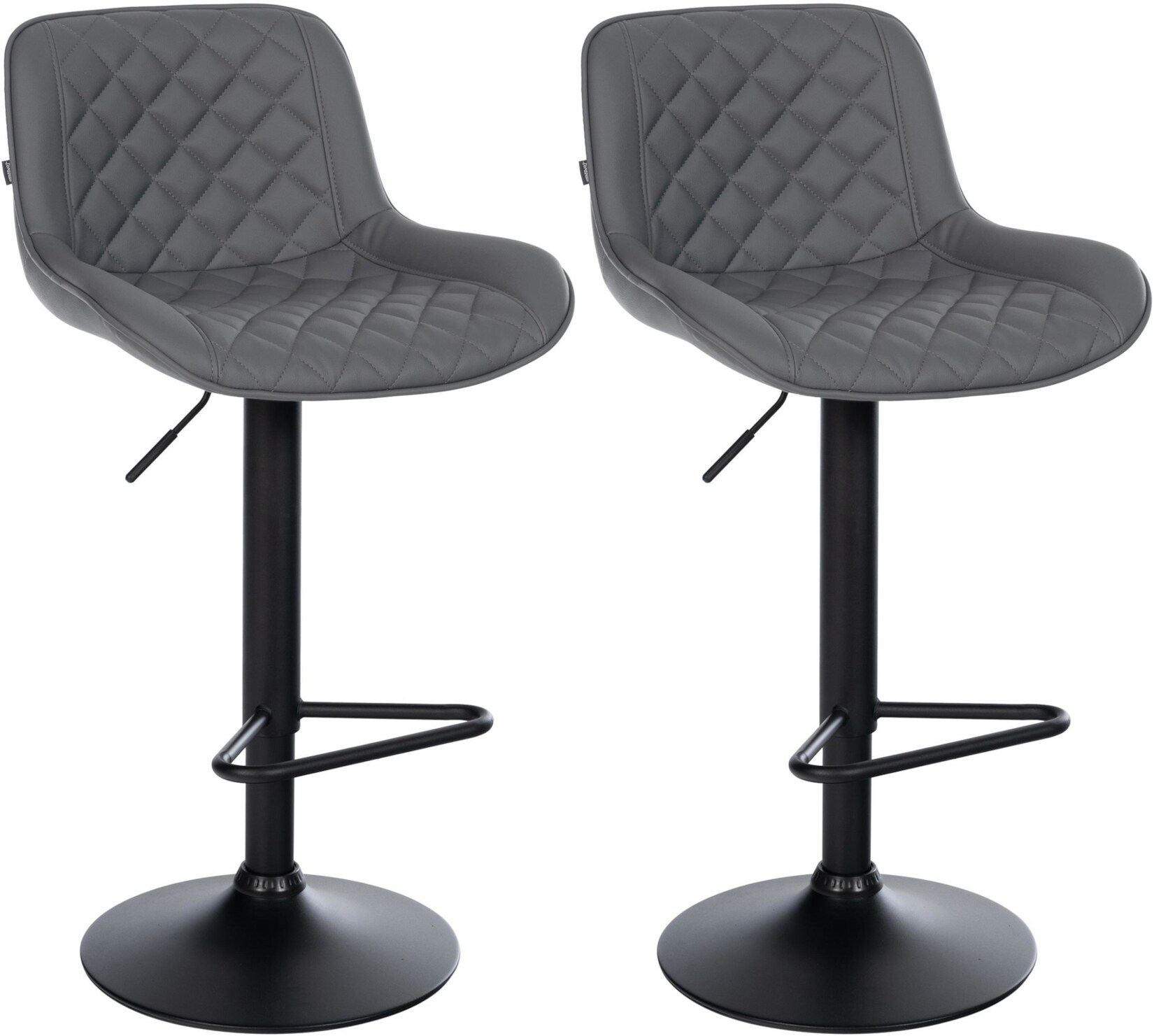 CLP Barhocker 2er Set, Barstuhl Kasson höhenverstellbar und drehbar mit Rückenlehne, modern mit Fußablage und gepolsterter Sitz
