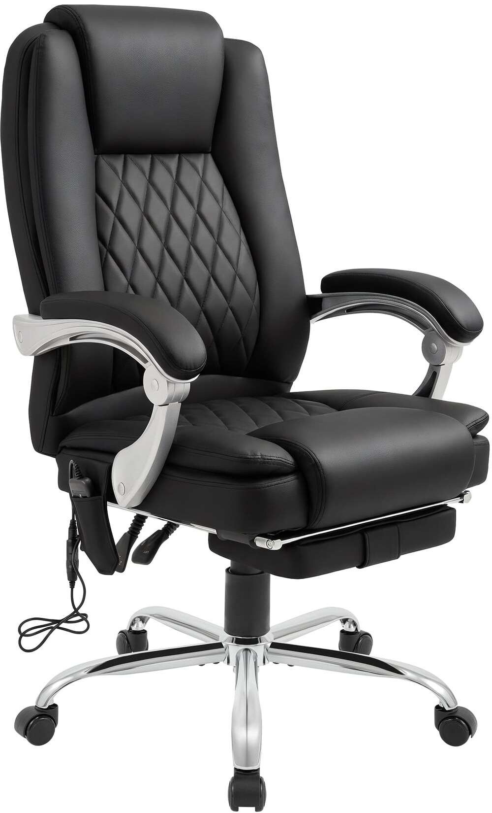 CLP Bürostuhl ergonomisch mit Massagefunktion Rubia, Schreibtischstuhl mit Heizfunktion und Fußablage, Drehstuhl höhenverstellbar bis 150 kg