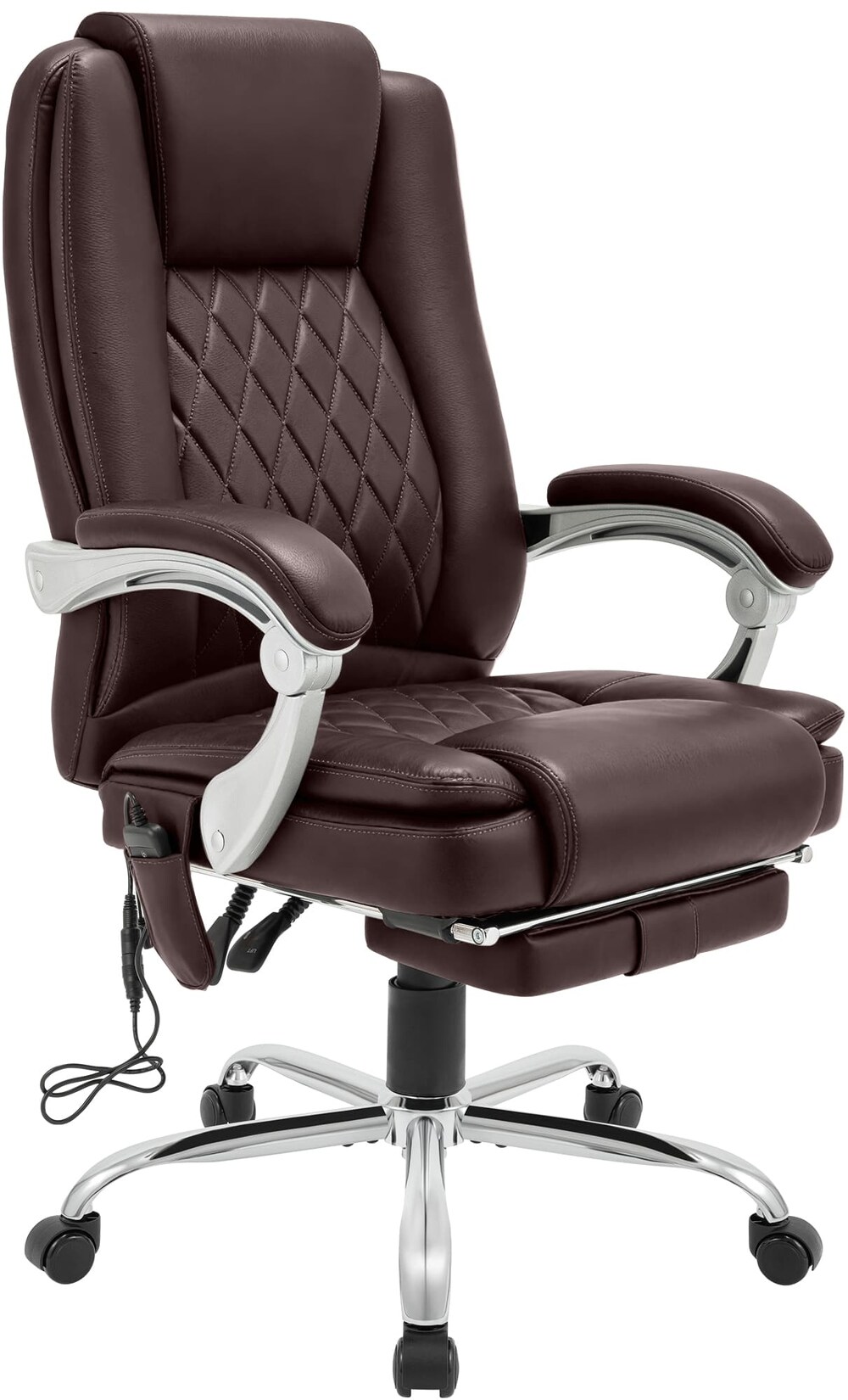 CLP Bürostuhl ergonomisch mit Massagefunktion Rubia, Schreibtischstuhl mit Heizfunktion und Fußablage, Drehstuhl höhenverstellbar bis 150 kg
