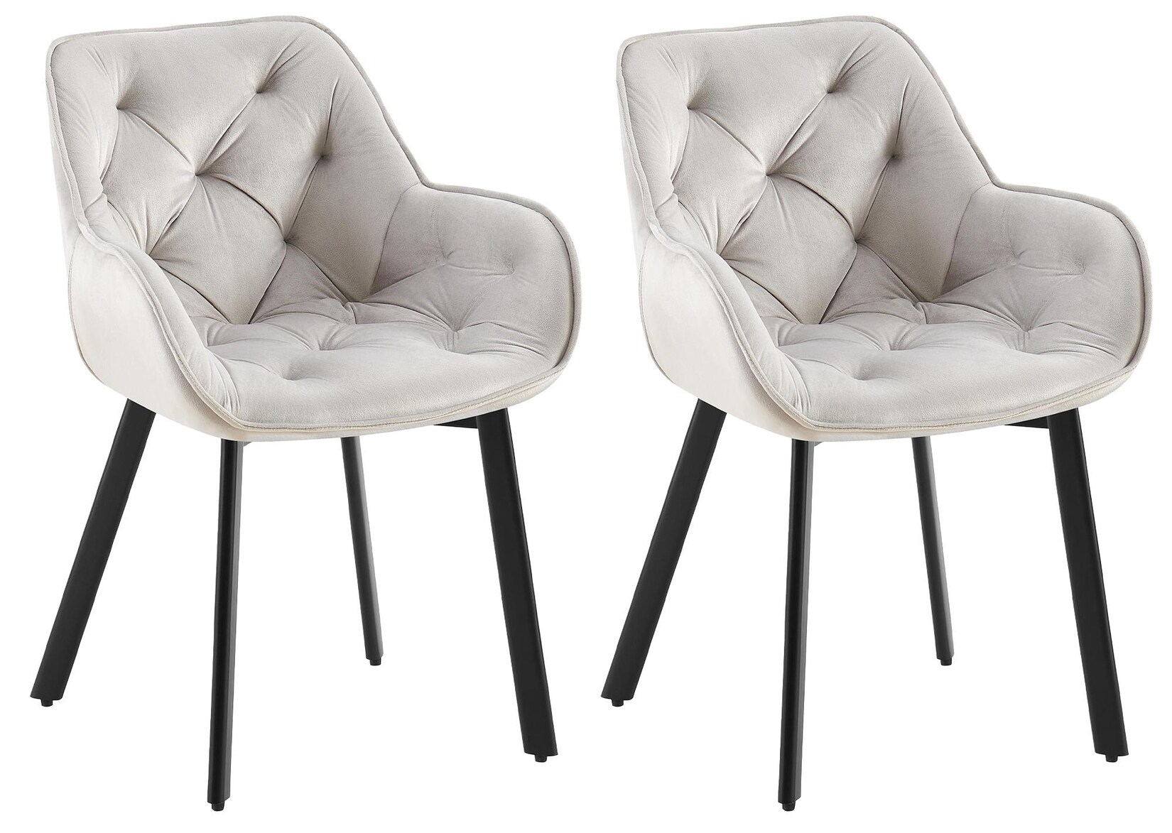 CLP Esszimmerstühle 2er Set ergonomisch Antigo, Armlehne gepolstert, 180° Drehfunktion, Samtbezug, Küchenstuhl mit schwarzem Metallgestell | 04255716373559