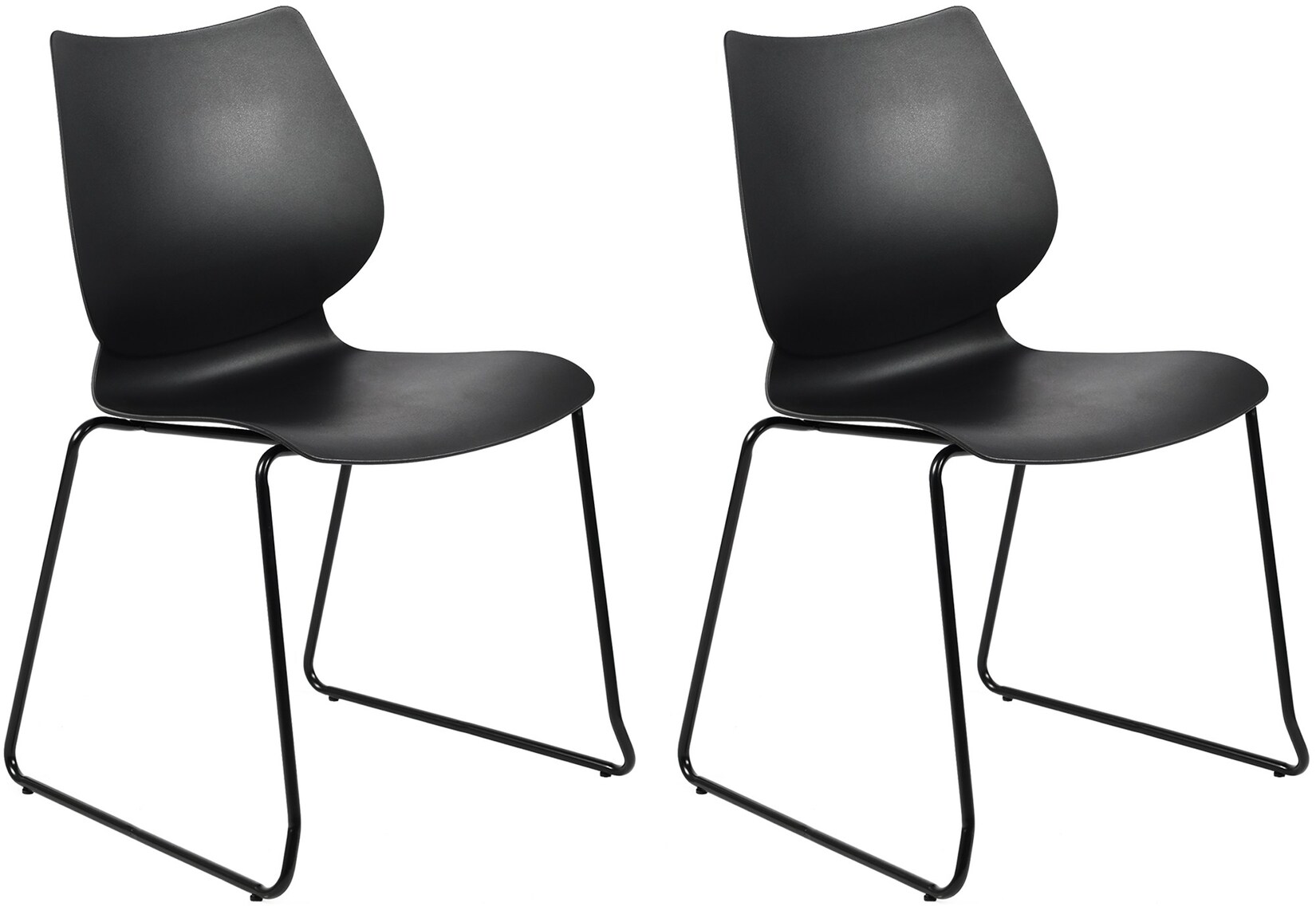 CLP Stapelstuhl 2er Set mit Lehne Houma, Esszimmerstühle stapelbar, Sitzschalen aus Kunststoff und stabile Metallgestelle, bis 135 kg belastbar