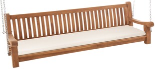 CLP Schaukelbank wetterfest Joyce mit Sitzkissen, robust massiv Teakholz, mit Armlehne und Ketten, Gartenbank für Terrasse und Balkon