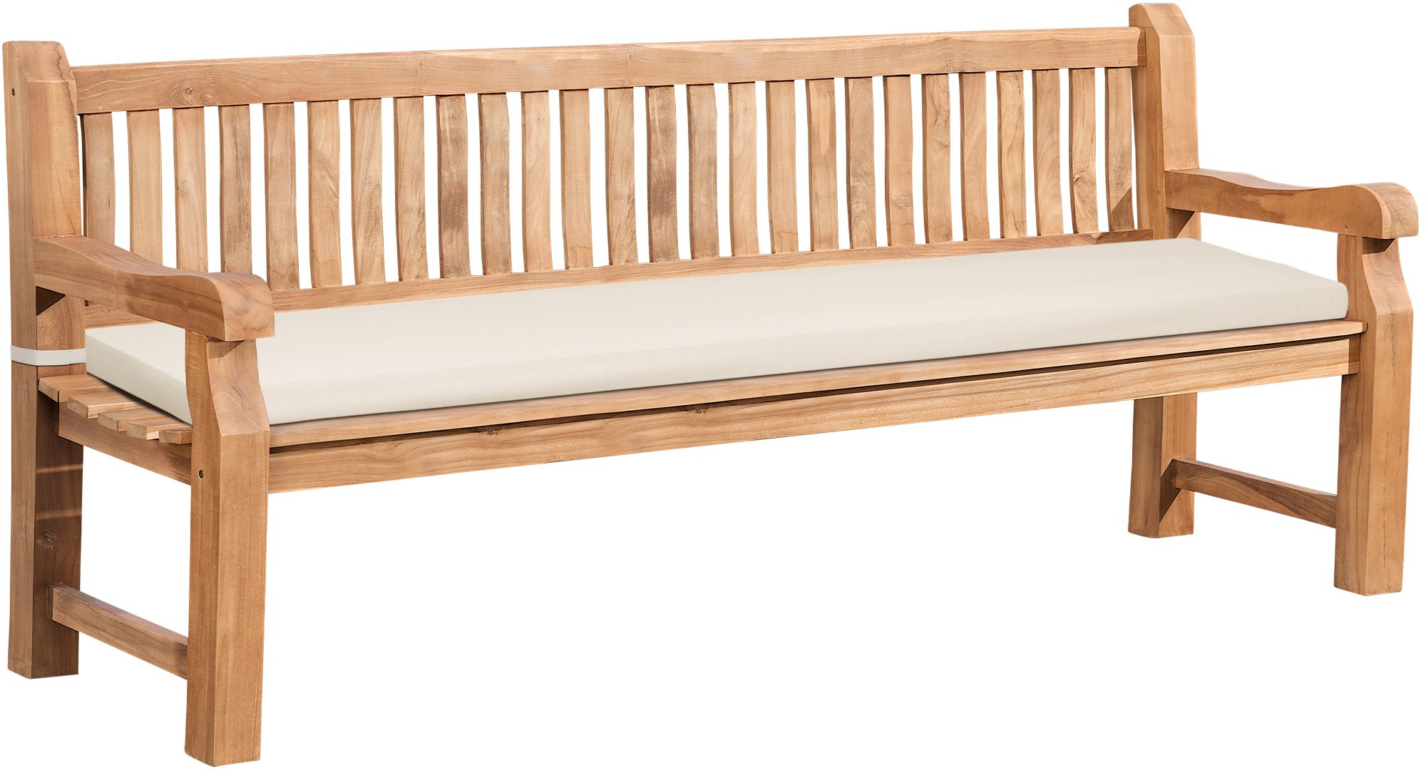 CLP Gartenbank wetterfest Jackson mit Sitzkissen Teakholz Bank mit R&uuml;ckenlehne 2 bis 3 Sitzer robust und pflegeleicht Holzbank f&uuml;r Terrasse - Bild 1