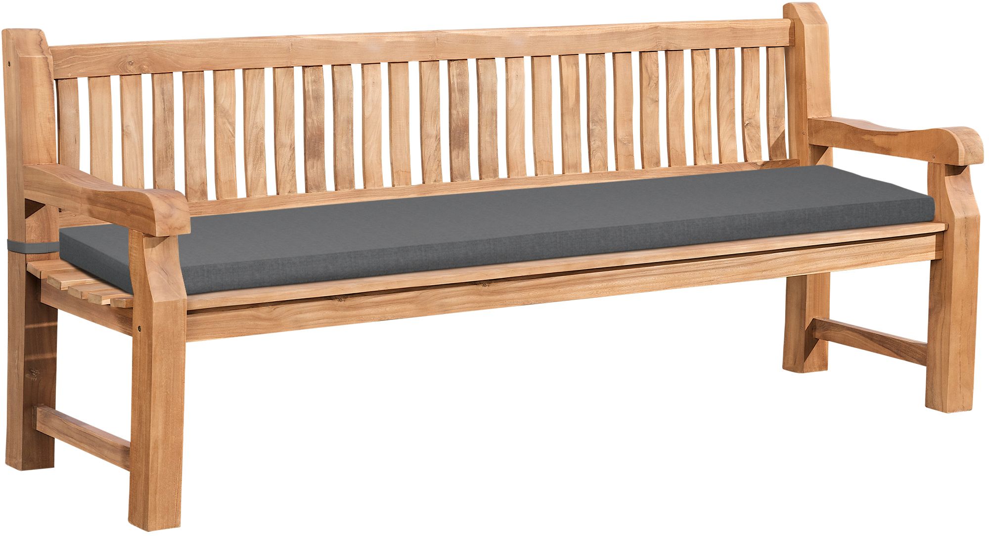 CLP Gartenbank wetterfest Jackson mit Sitzkissen Teakholz Bank mit R&uuml;ckenlehne 2 bis 3 Sitzer robust und pflegeleicht Holzbank f&uuml;r Terrasse - Bild 1