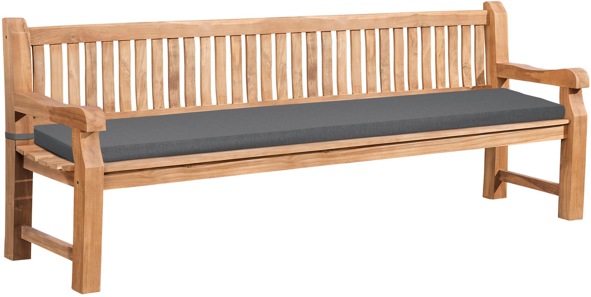 CLP Gartenbank wetterfest Jackson mit Sitzkissen Teakholz Bank mit R&uuml;ckenlehne 2 bis 3 Sitzer robust und pflegeleicht Holzbank f&uuml;r Terrasse - Bild 1