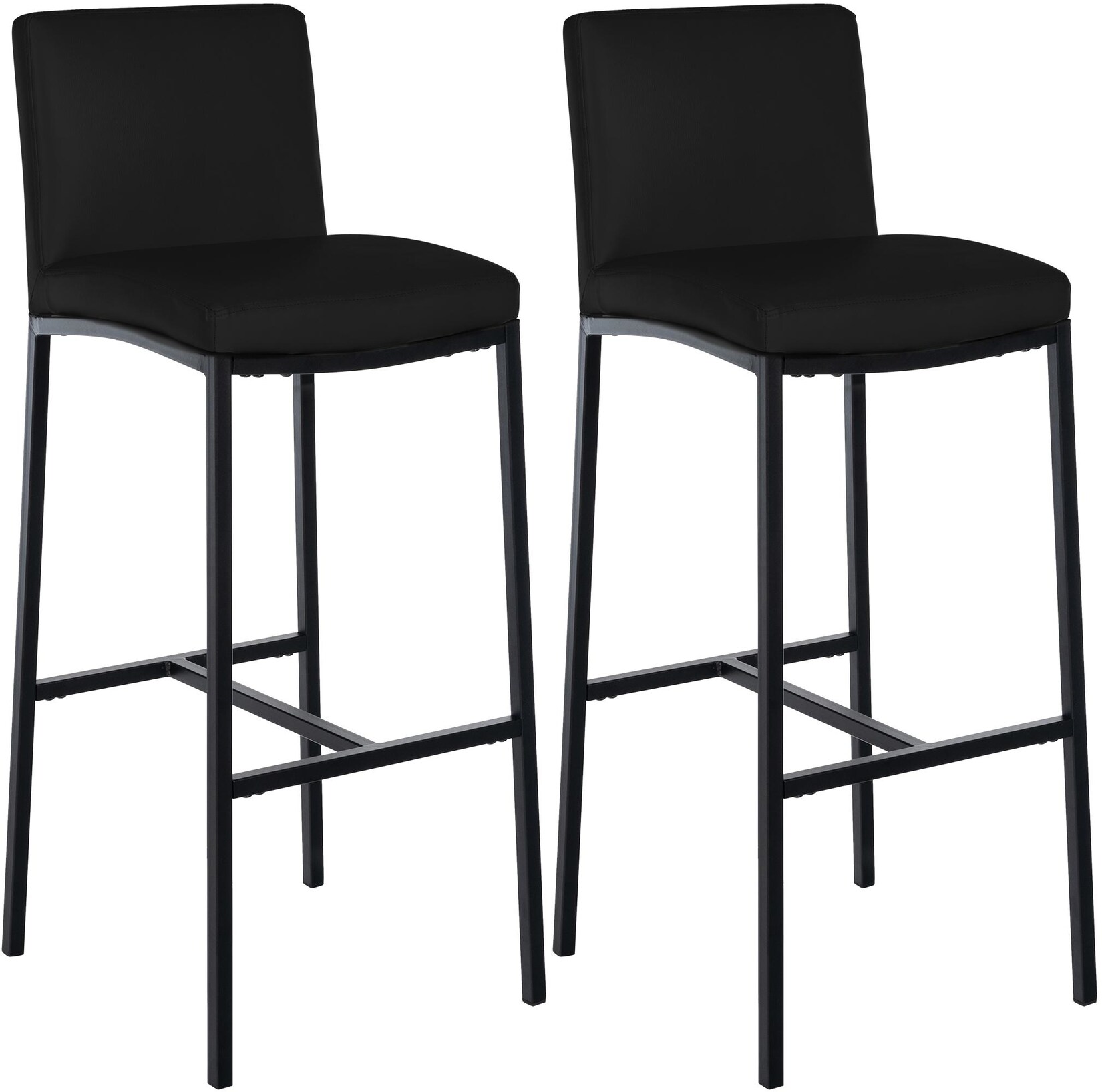 CLP Barhocker 2er Set mit Lehne Freeport, Barstühle gepolstert, moderne Tresenstühle mit Metallgestellen matt-schwarz und Fußablagen
