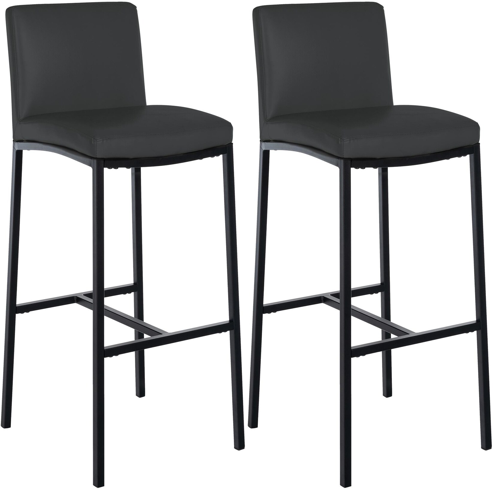 CLP Barhocker 2er Set mit Lehne Freeport, Barstühle gepolstert, moderne Tresenstühle mit Metallgestellen matt-schwarz und Fußablagen