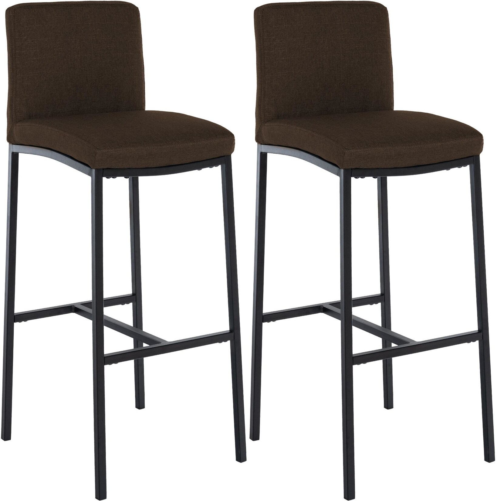 CLP Barhocker 2er Set mit Lehne Freeport, Barstühle gepolstert, moderne Tresenstühle mit Metallgestellen matt-schwarz und Fußablagen