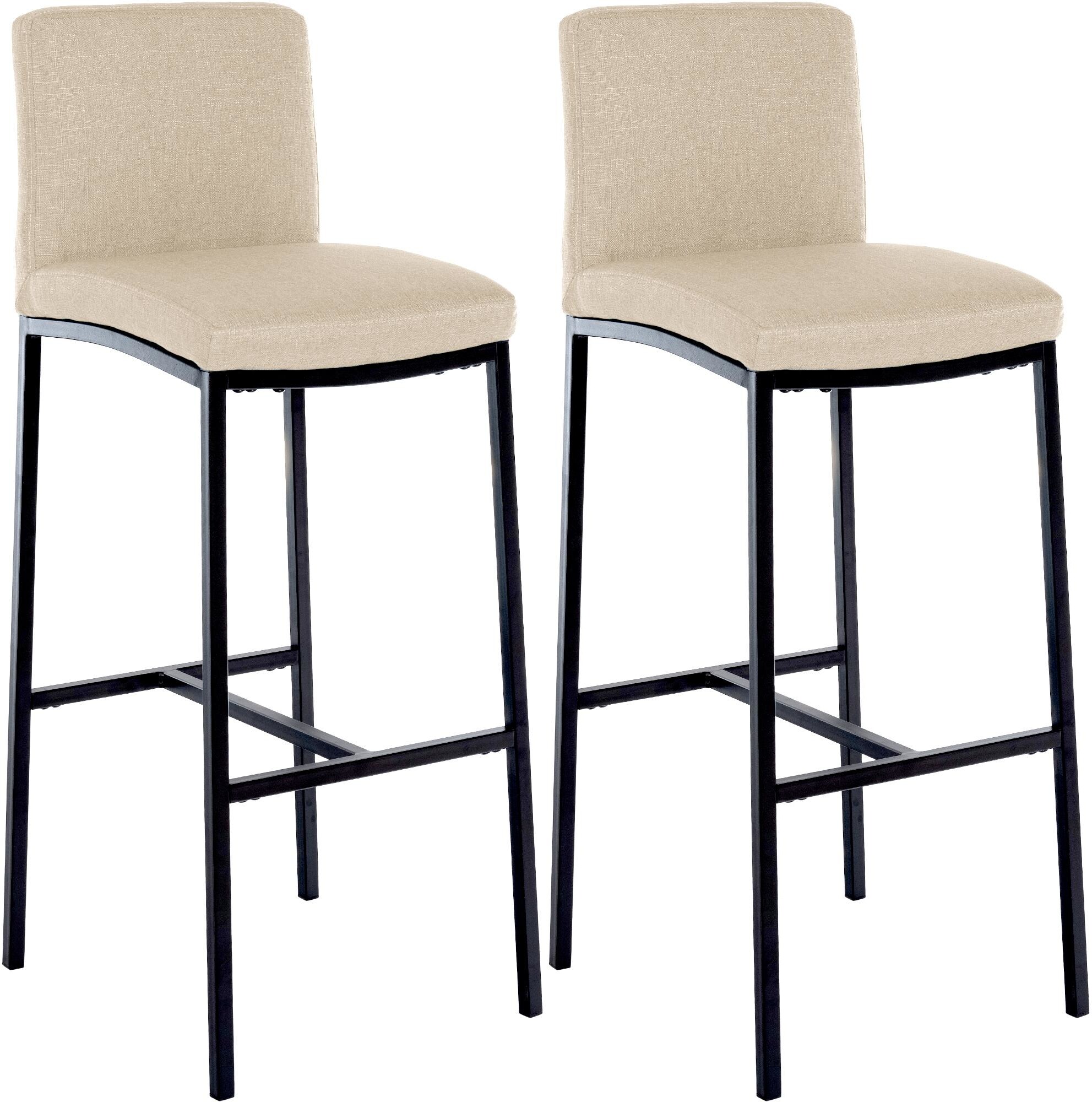 CLP Barhocker 2er Set mit Lehne Freeport, Barst&uuml;hle gepolstert, moderne Tresenst&uuml;hle mit Metallgestellen matt-schwarz und Fu&szlig;ablagen - Bild 1