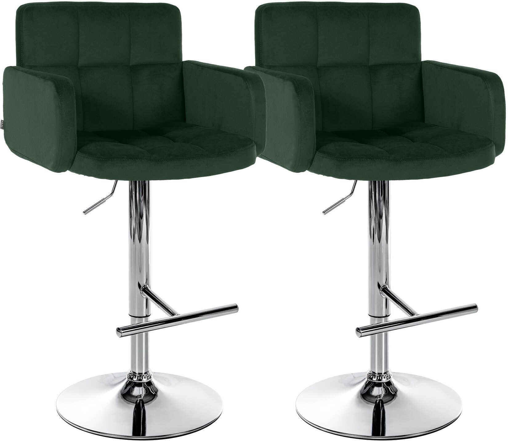CLP Barhocker 2er Set mit Lehne Los Angeles, Barstuhl gepolstert Samt, Tresenstuhl mit Fußstütze höhenverstellbar und drehbar, bis 150 kg