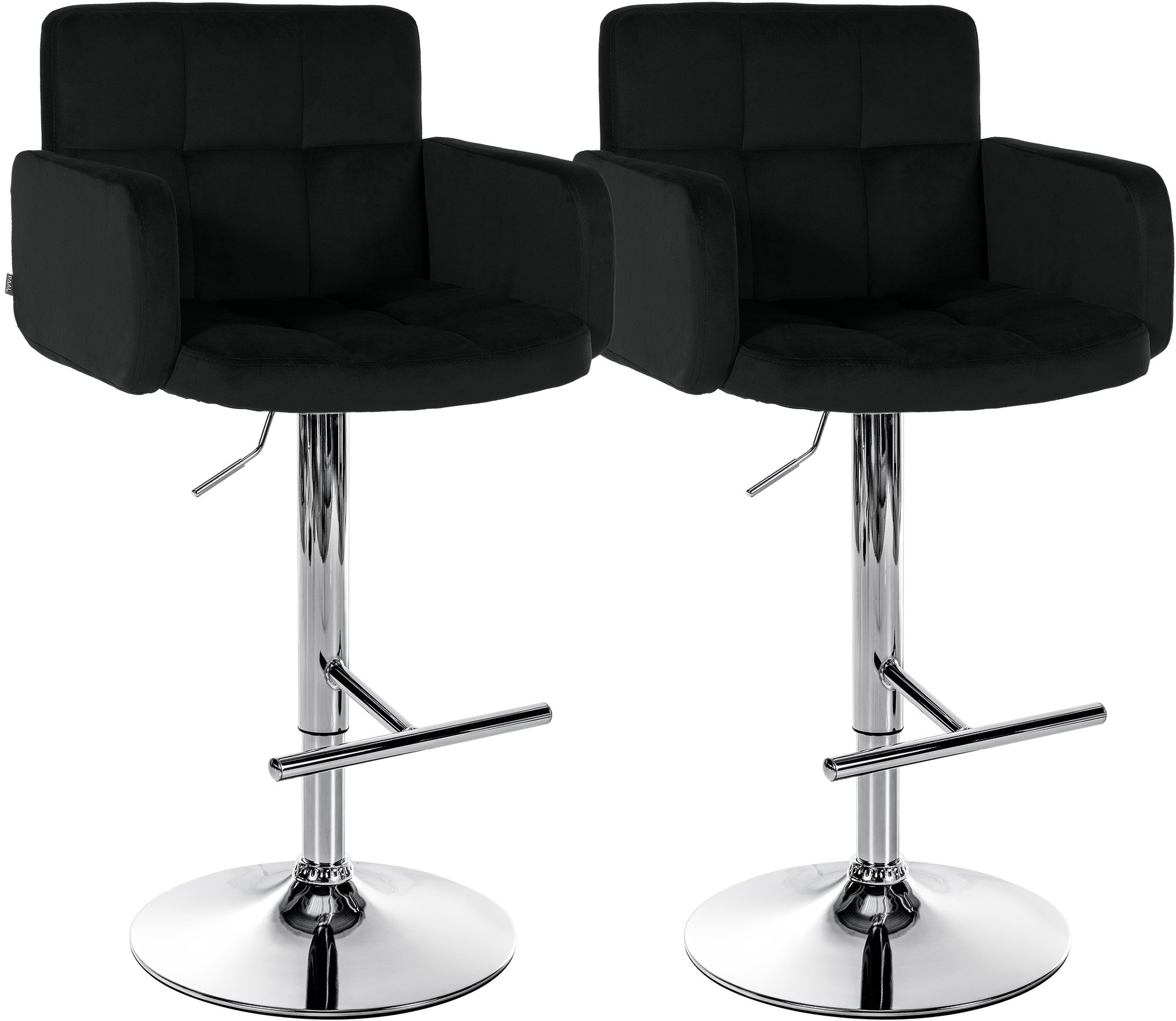 CLP Barhocker 2er Set mit Lehne Los Angeles, Barstuhl gepolstert Samt, Tresenstuhl mit Fu&szlig;st&uuml;tze h&ouml;henverstellbar und drehbar, bis 150 kg - Bild 1