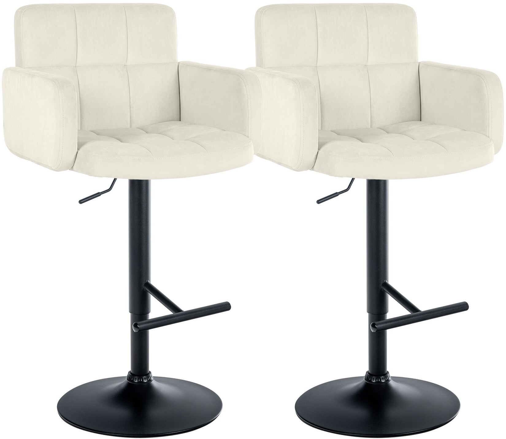 CLP Barhocker 2er Set mit Lehne Los Angeles, Barstuhl gepolstert Samt, Tresenstuhl mit Fußstütze höhenverstellbar und drehbar, bis 150 kg
