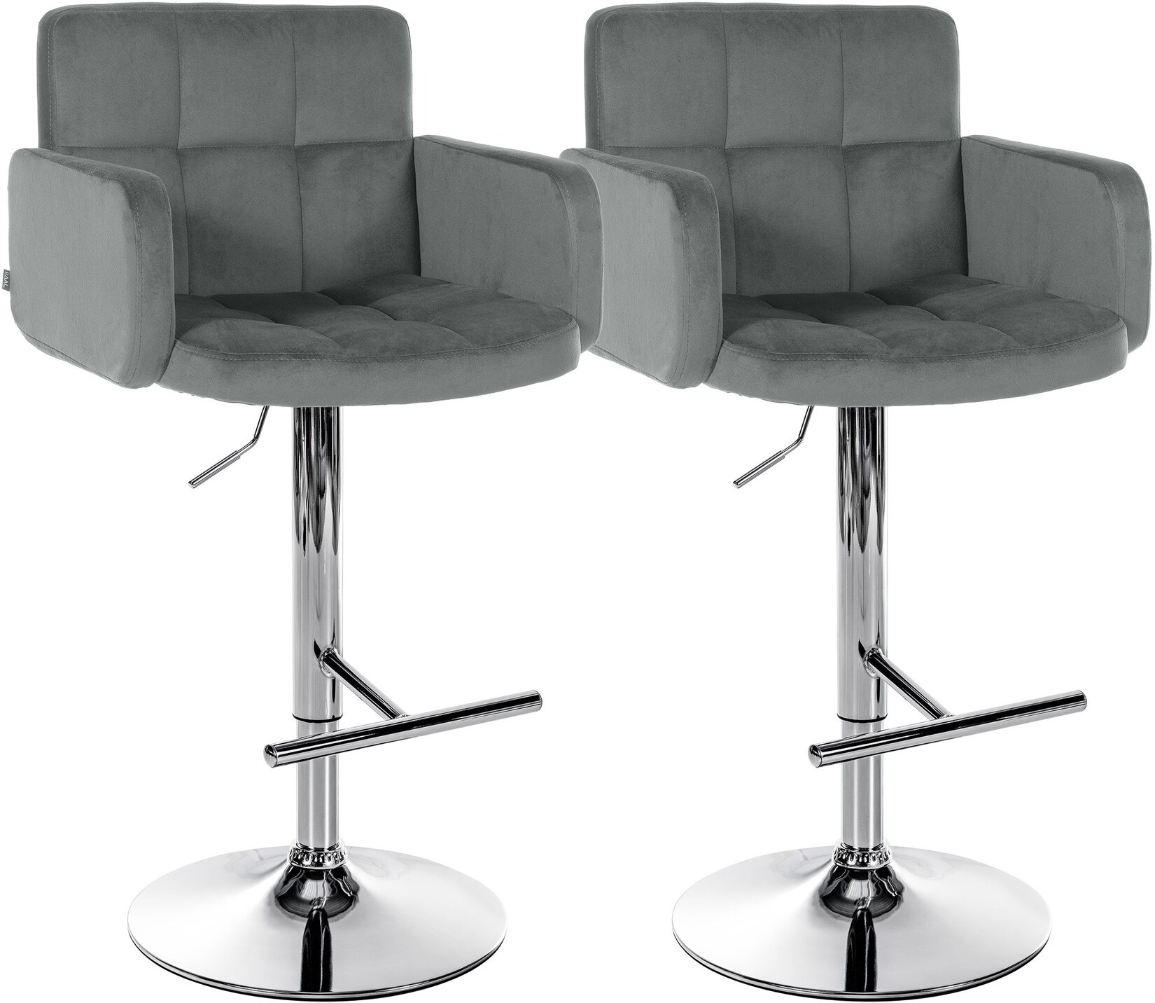 CLP Barhocker 2er Set mit Lehne Los Angeles, Barstuhl gepolstert Samt, Tresenstuhl mit Fußstütze höhenverstellbar und drehbar, bis 150 kg