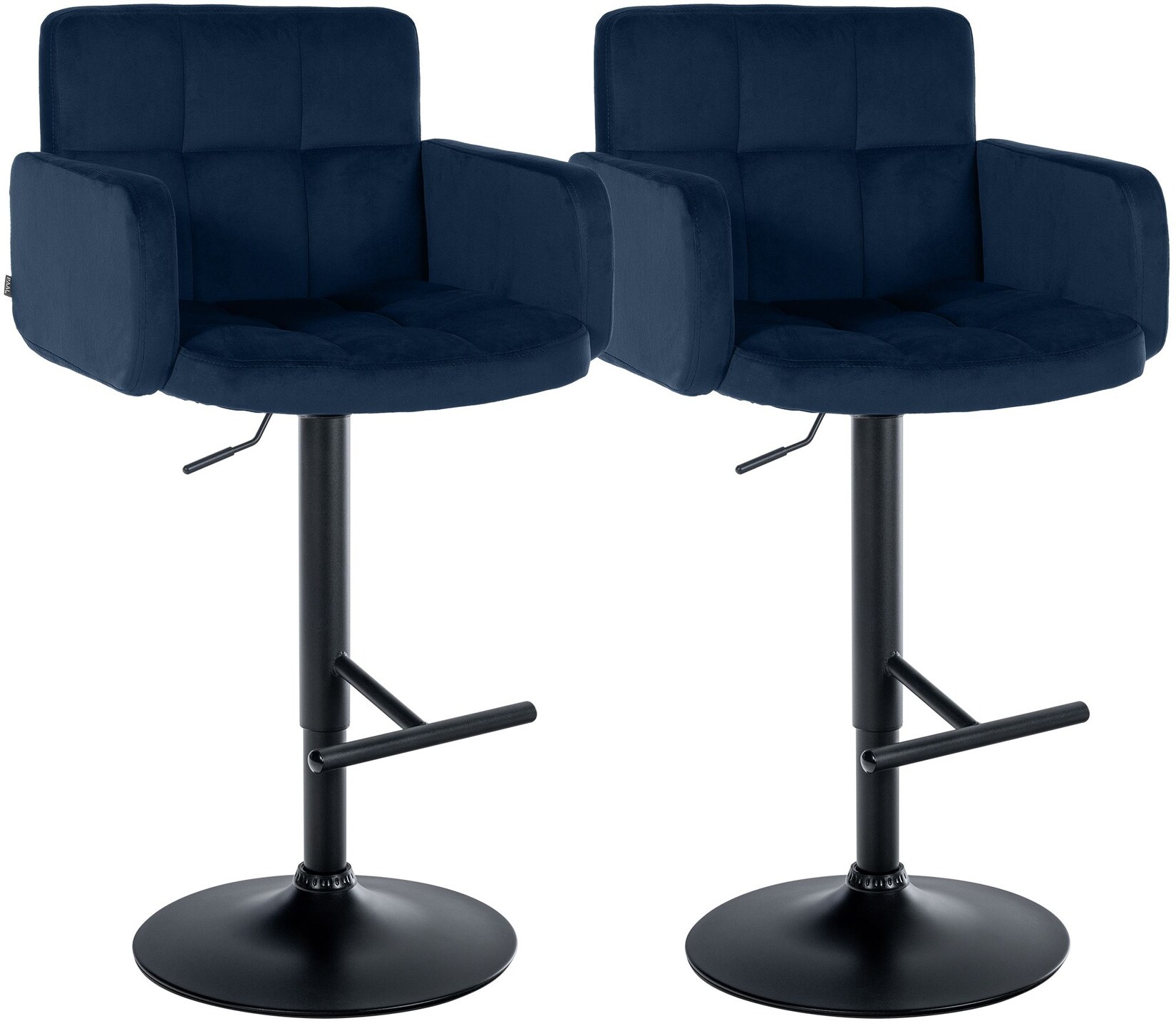CLP Barhocker 2er Set mit Lehne Los Angeles, Barstuhl gepolstert Samt, Tresenstuhl mit Fußstütze höhenverstellbar und drehbar, bis 150 kg