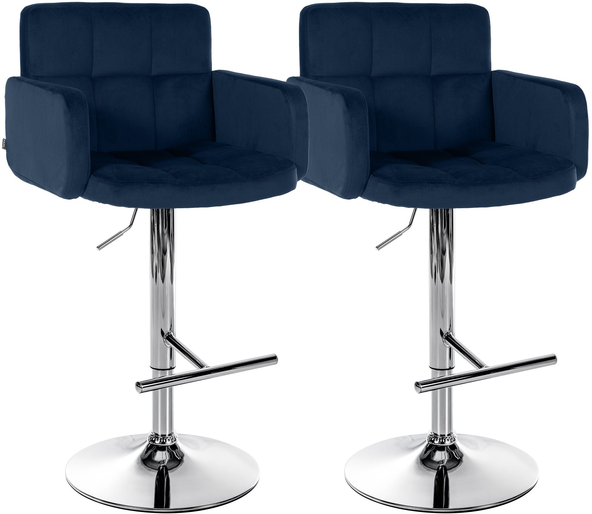 CLP Barhocker 2er Set mit Lehne Los Angeles, Barstuhl gepolstert Samt, Tresenstuhl mit Fu&szlig;st&uuml;tze h&ouml;henverstellbar und drehbar, bis 150 kg - Bild 1