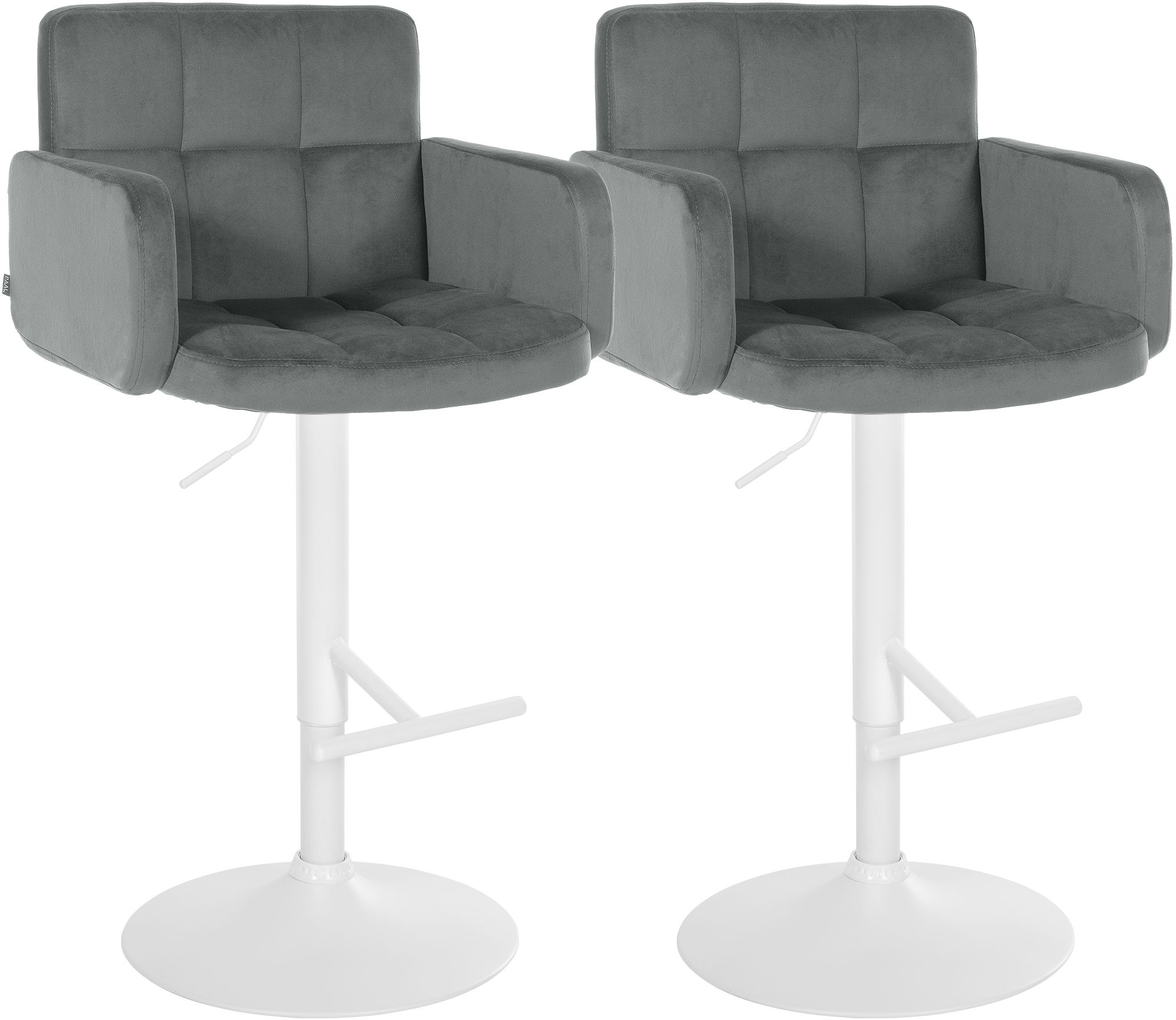 CLP Barhocker 2er Set mit Lehne Los Angeles, Barstuhl gepolstert Samt, Tresenstuhl mit Fu&szlig;st&uuml;tze h&ouml;henverstellbar und drehbar, bis 150 kg - Bild 1