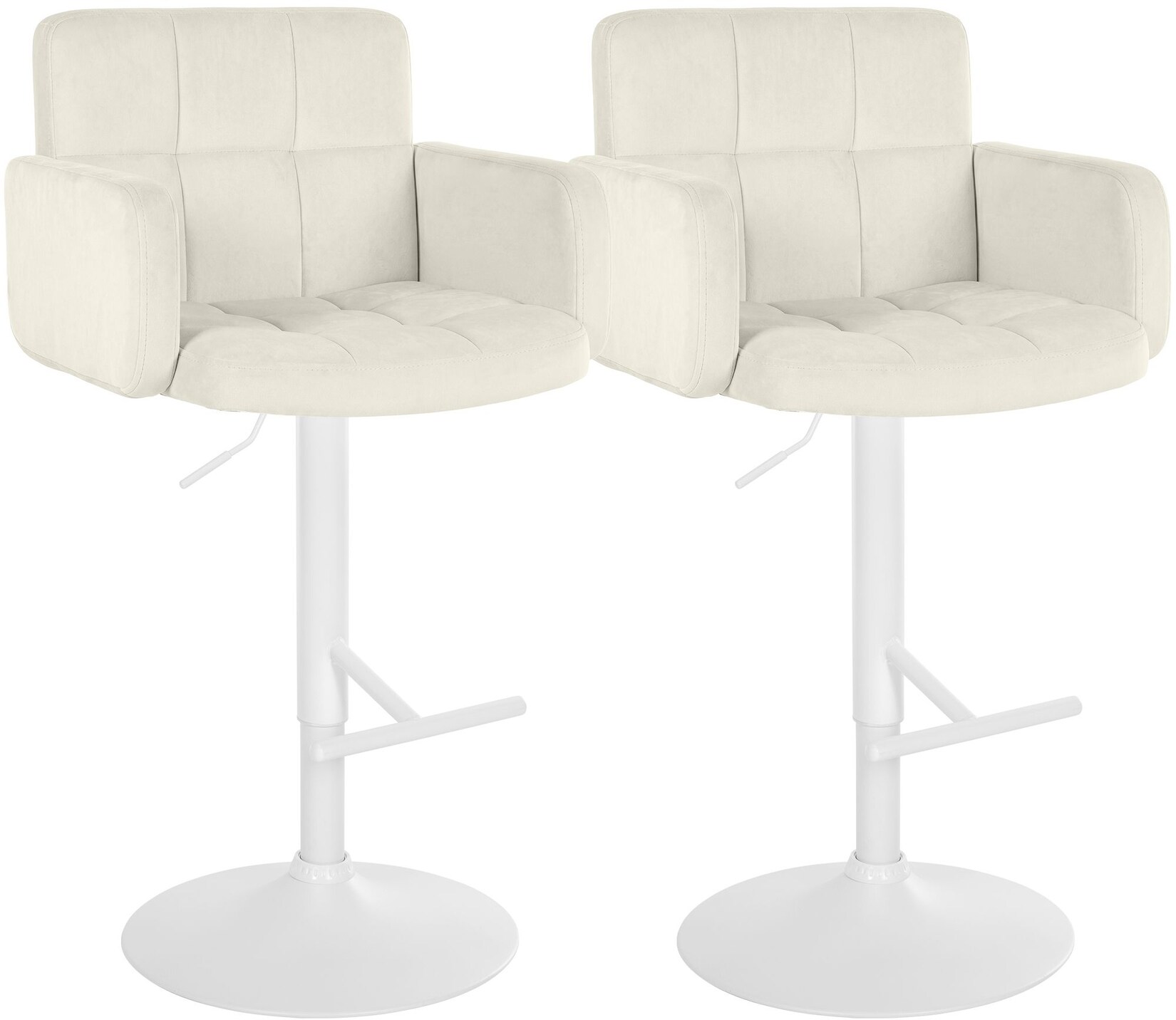 CLP Barhocker 2er Set mit Lehne Los Angeles, Barstuhl gepolstert Samt, Tresenstuhl mit Fußstütze höhenverstellbar und drehbar, bis 150 kg