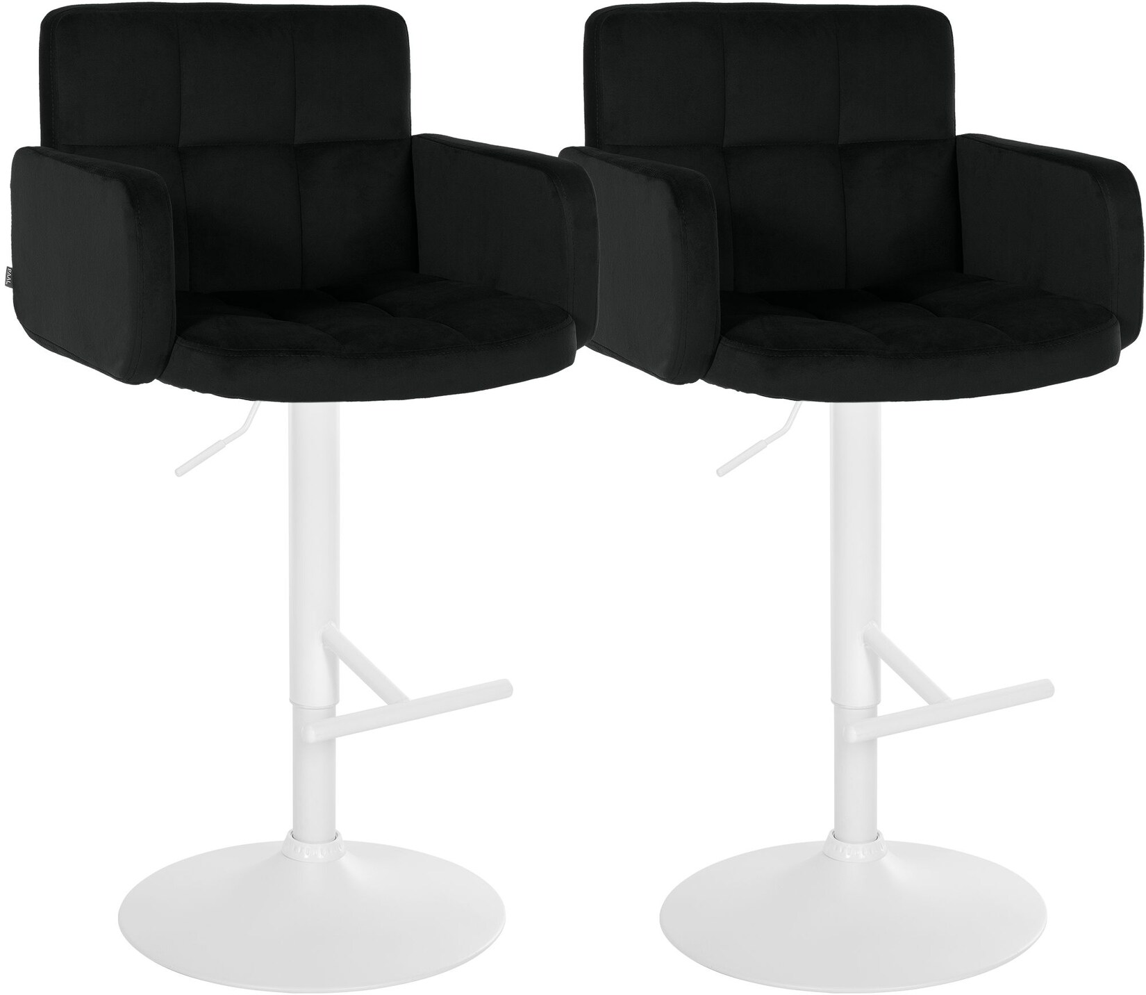 CLP Barhocker 2er Set mit Lehne Los Angeles, Barstuhl gepolstert Samt, Tresenstuhl mit Fußstütze höhenverstellbar und drehbar, bis 150 kg