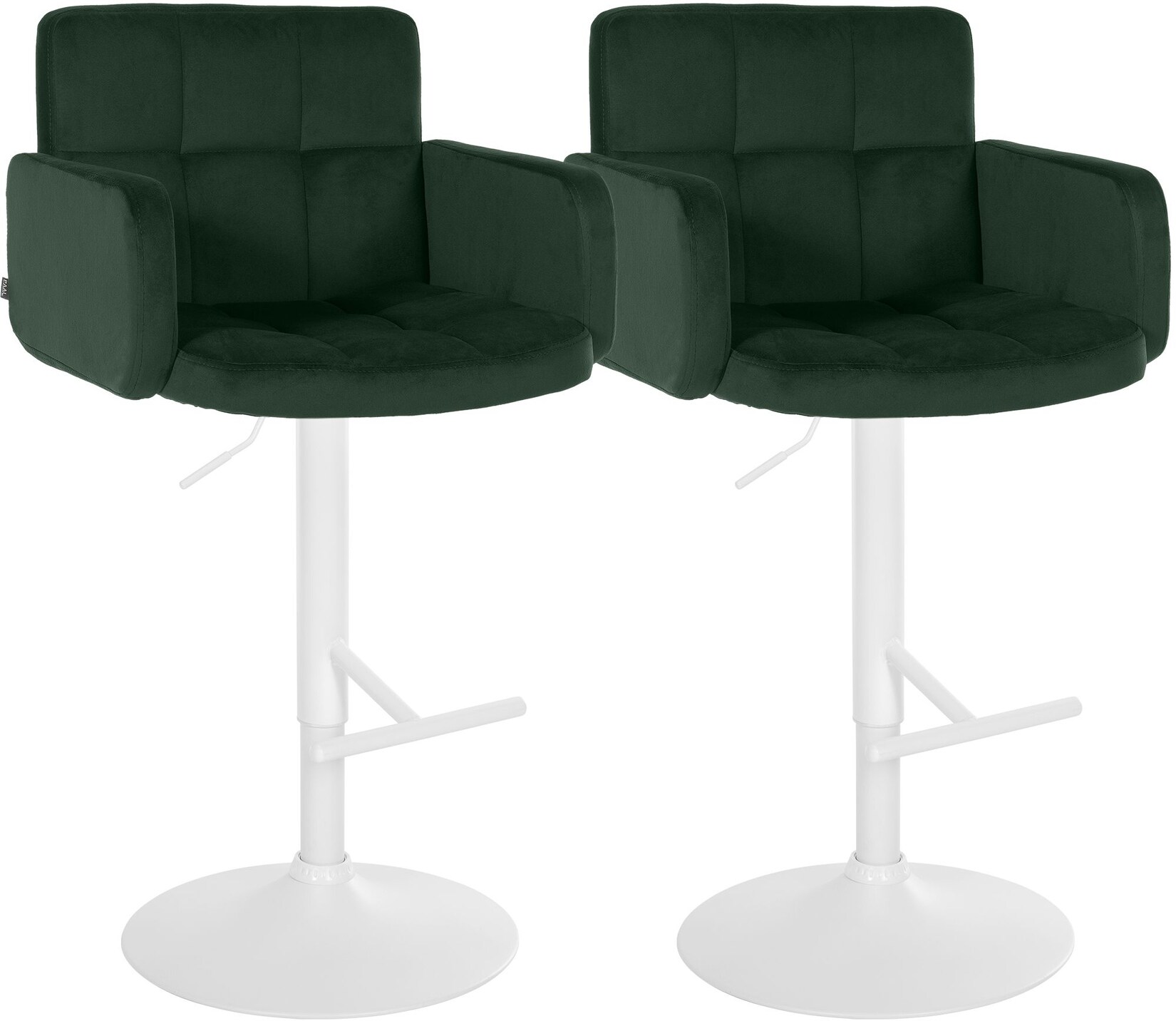 CLP Barhocker 2er Set mit Lehne Los Angeles, Barstuhl gepolstert Samt, Tresenstuhl mit Fußstütze höhenverstellbar und drehbar, bis 150 kg