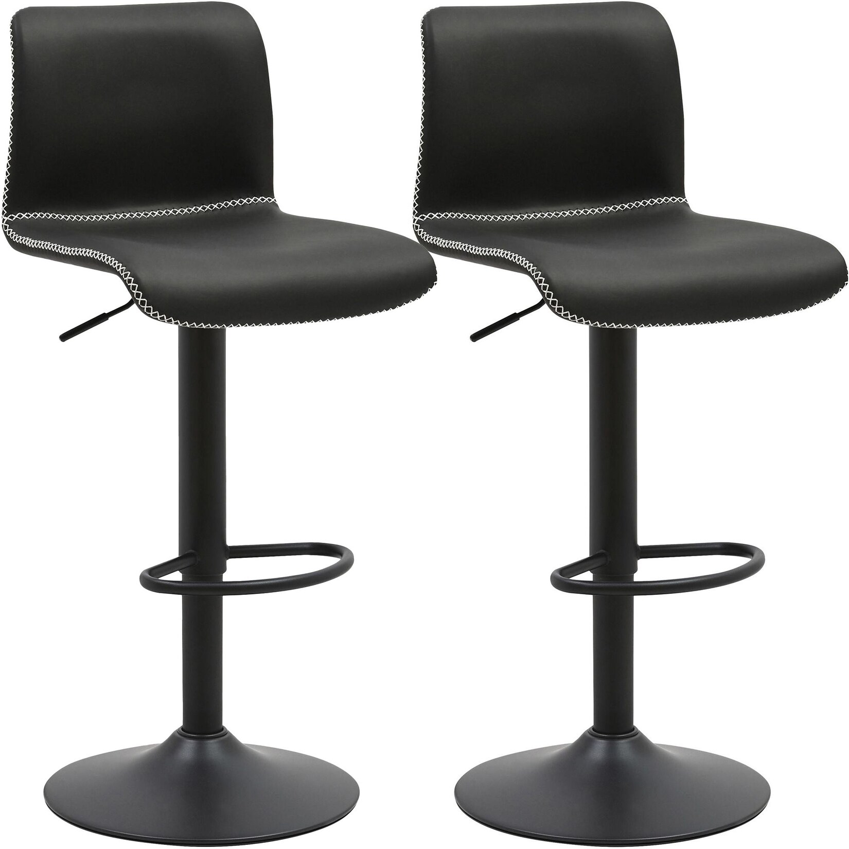 CLP Barhocker 2er Set mit Lehne Henchy, Barstühle gepolstert Kunstleder, Tresenstühle mit Fußstütze höhenverstellbar und drehbar