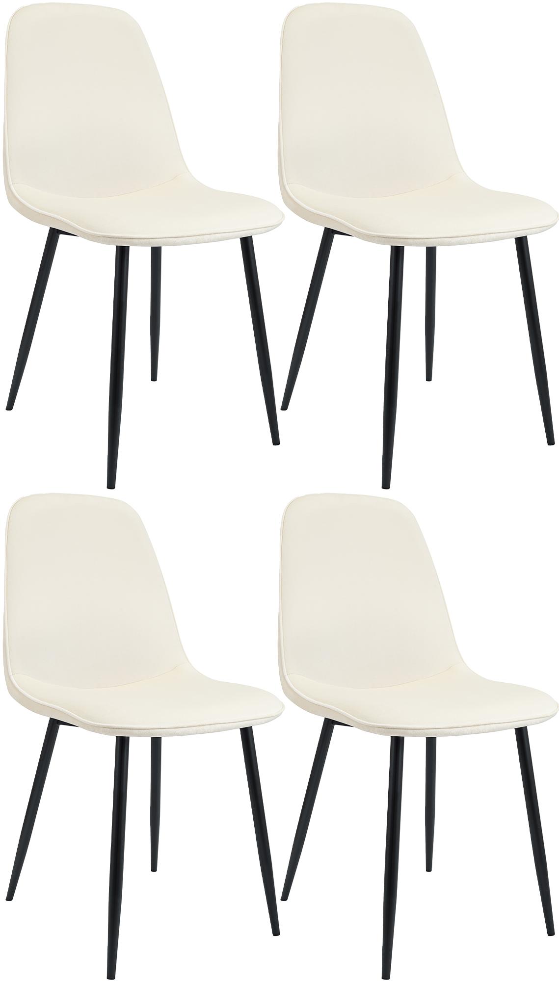 CLP 4er Set Esszimmerstuhl Maryam Samt - Farbe: creme, Material: Samt - Bild 1