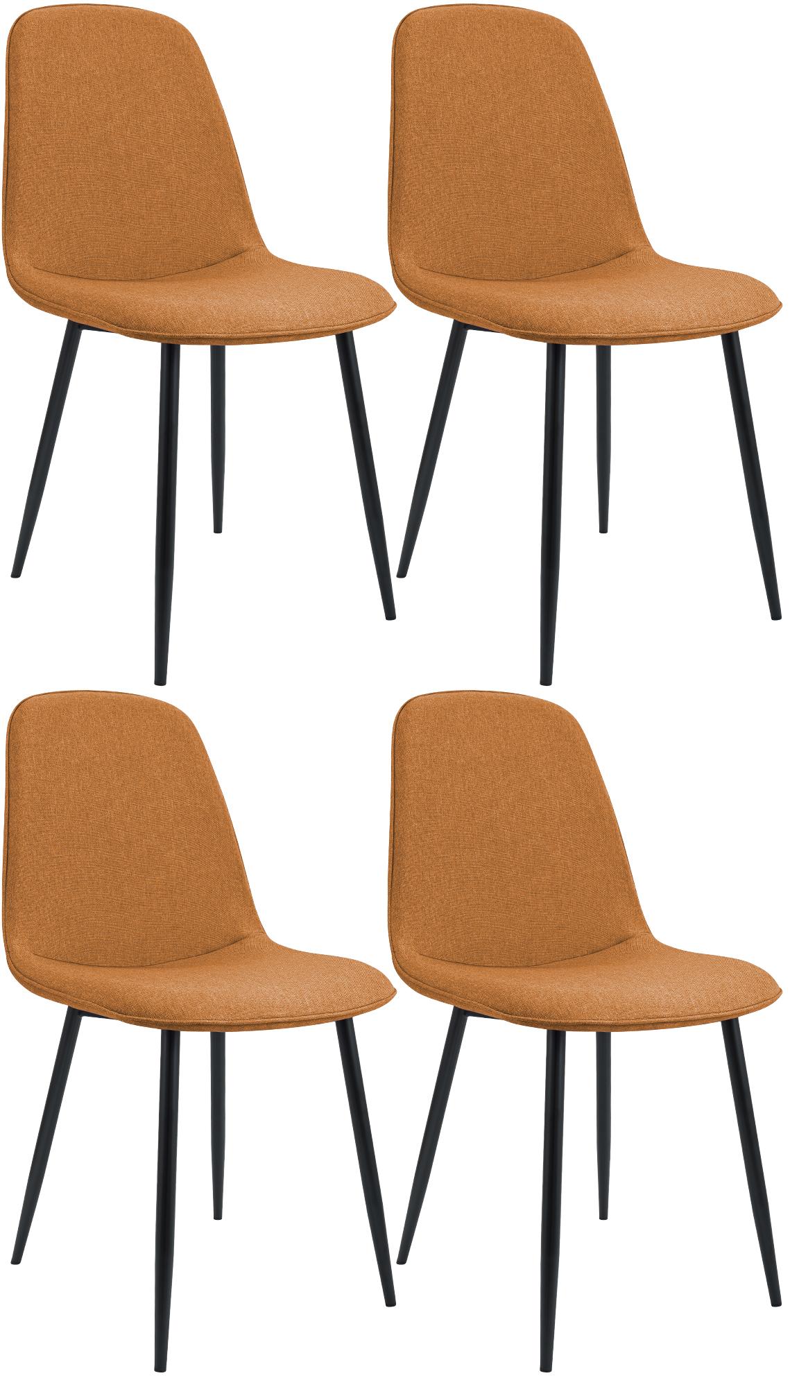 CLP 4er Set Esszimmerstuhl Maryam Stoff Farbe:orange;Material:Stoff - Bild 1