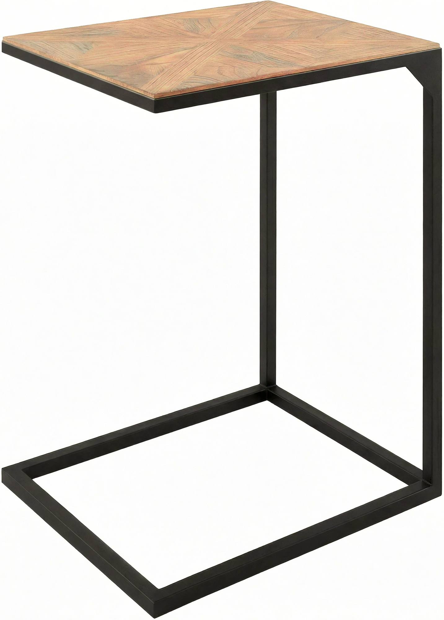 CLP Beistelltisch Couch Holz Velaro, Couchtisch in praktischer C-Form, Wohnzimmertisch modern mit Metallgestell, Tischplatte aus Mindiholz - Bild 1