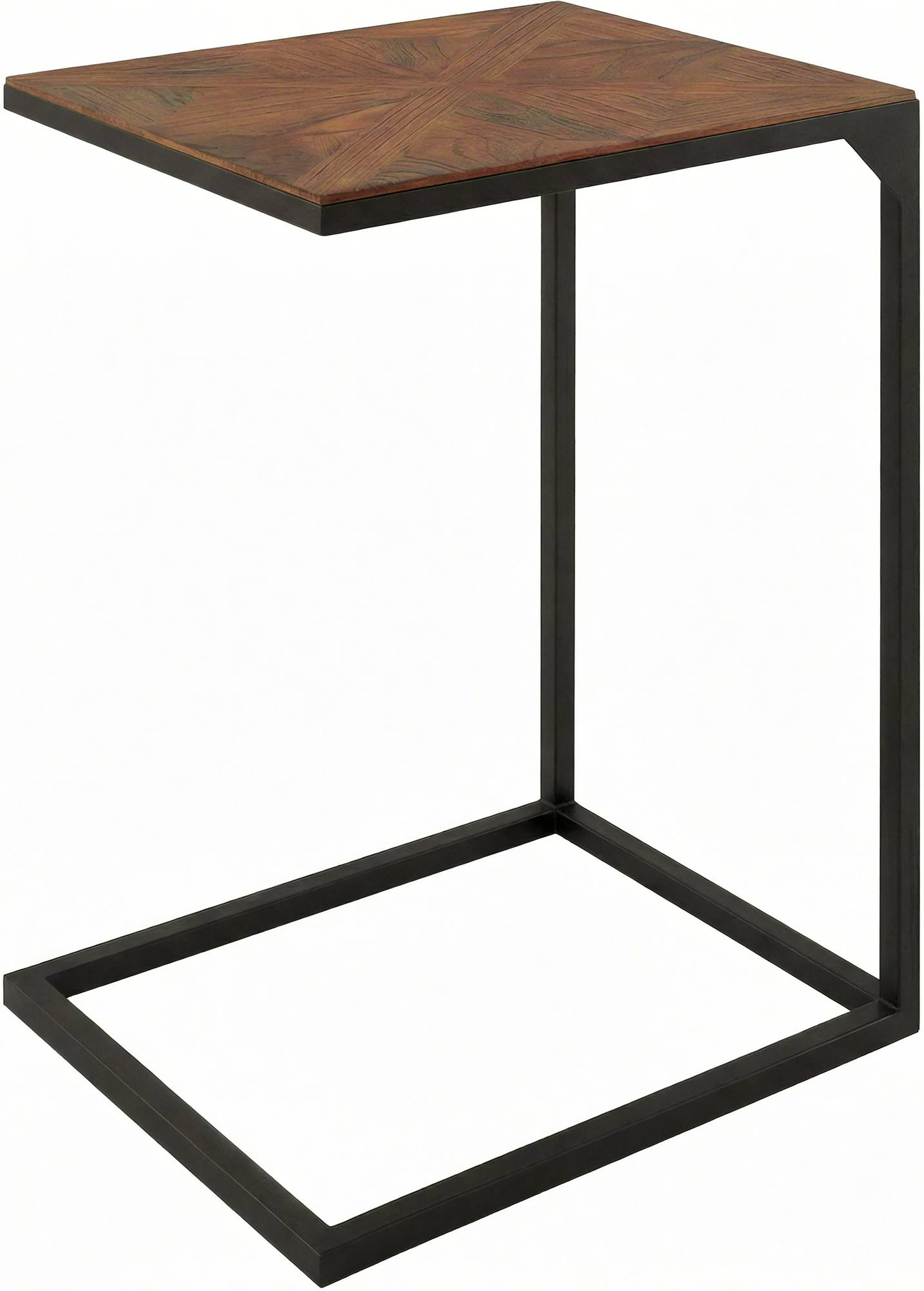 CLP Beistelltisch Couch Holz Velaro, Couchtisch in praktischer C-Form, Wohnzimmertisch modern mit Metallgestell, Tischplatte aus Mindiholz - Bild 1