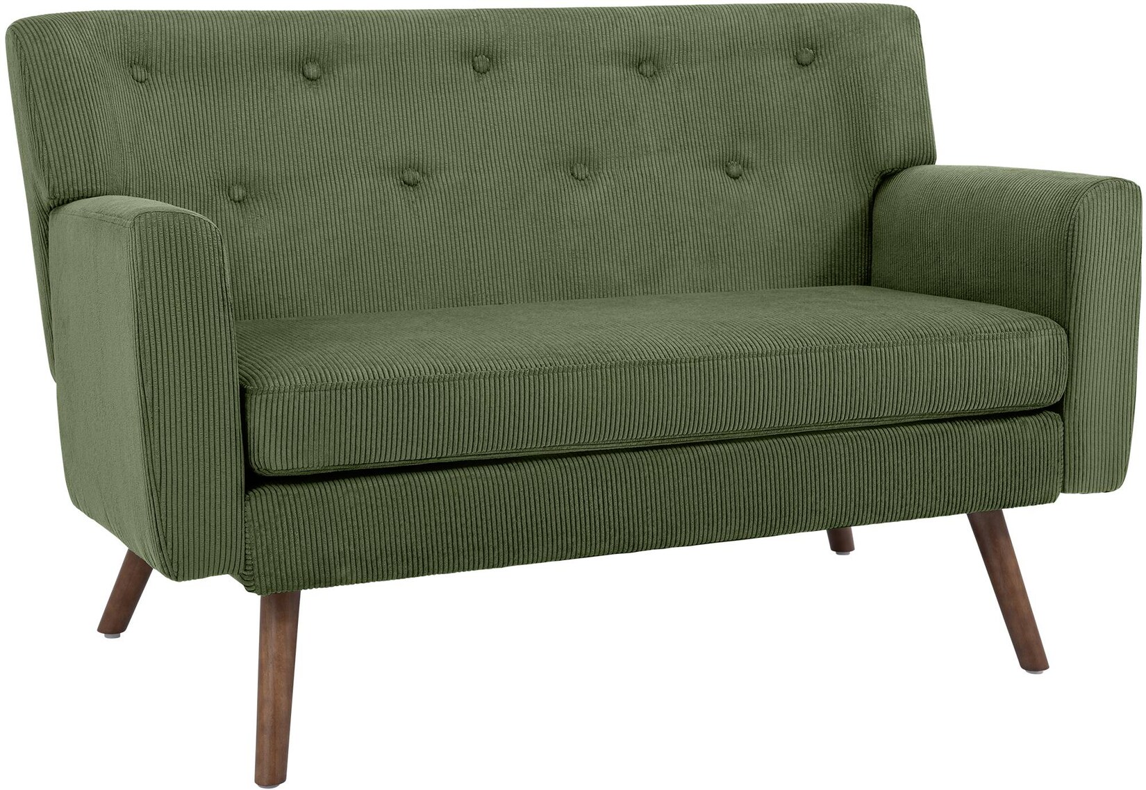 CLP Sofa 2-Sitzer mit Cordbezug Kioni, Couch bequem für Wohnzimmer, komfortabel gepolstert, bis 240 kg belastbar, Beine aus Kautschukholz