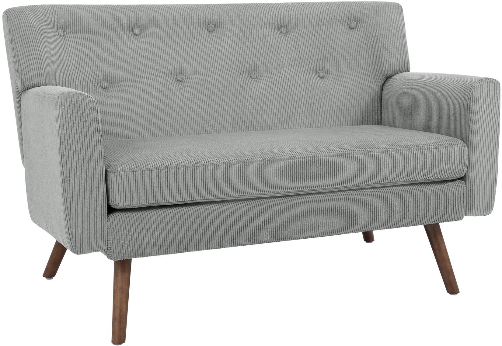 CLP Sofa 2-Sitzer mit Cordbezug Kioni, Couch bequem für Wohnzimmer, komfortabel gepolstert, bis 240 kg belastbar, Beine aus Kautschukholz
