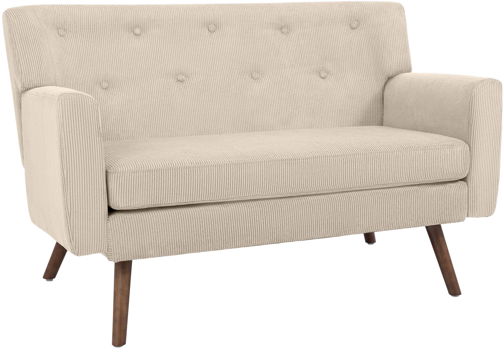 CLP Sofa 2-Sitzer mit Cordbezug Kioni, Couch bequem f&uuml;r Wohnzimmer, komfortabel gepolstert, bis 240 kg belastbar, Beine aus Kautschukholz - Bild 1