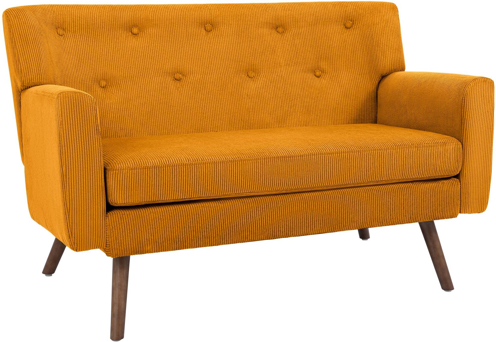 CLP Sofa 2-Sitzer mit Cordbezug Kioni, Couch bequem für Wohnzimmer, komfortabel gepolstert, bis 240 kg belastbar, Beine aus Kautschukholz