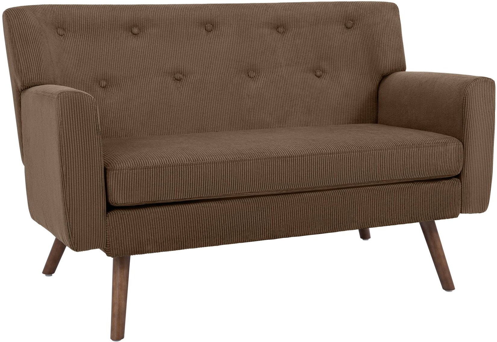 CLP Sofa 2-Sitzer mit Cordbezug Kioni, Couch bequem für Wohnzimmer, komfortabel gepolstert, bis 240 kg belastbar, Beine aus Kautschukholz