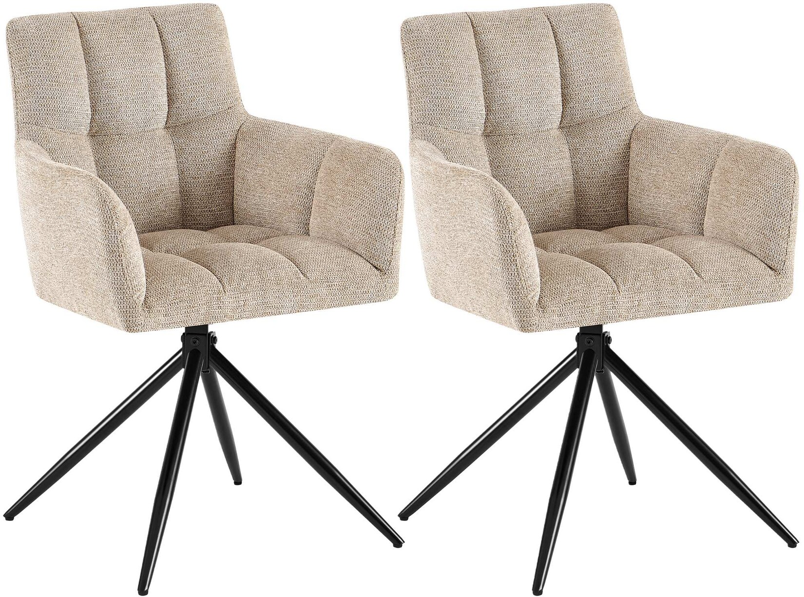CLP Esszimmerstühle 2er Set, Sessel Jonah drehbar mit Armlehnen, moderne Drehstühle mit Stoff für Wohnzimmer, bis 150 kg belastbar