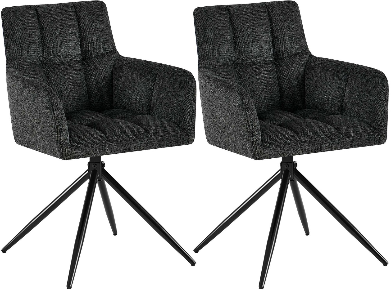 CLP Esszimmerstühle 2er Set, Sessel Jonah drehbar mit Armlehnen, moderne Drehstühle mit Stoff für Wohnzimmer, bis 150 kg belastbar
