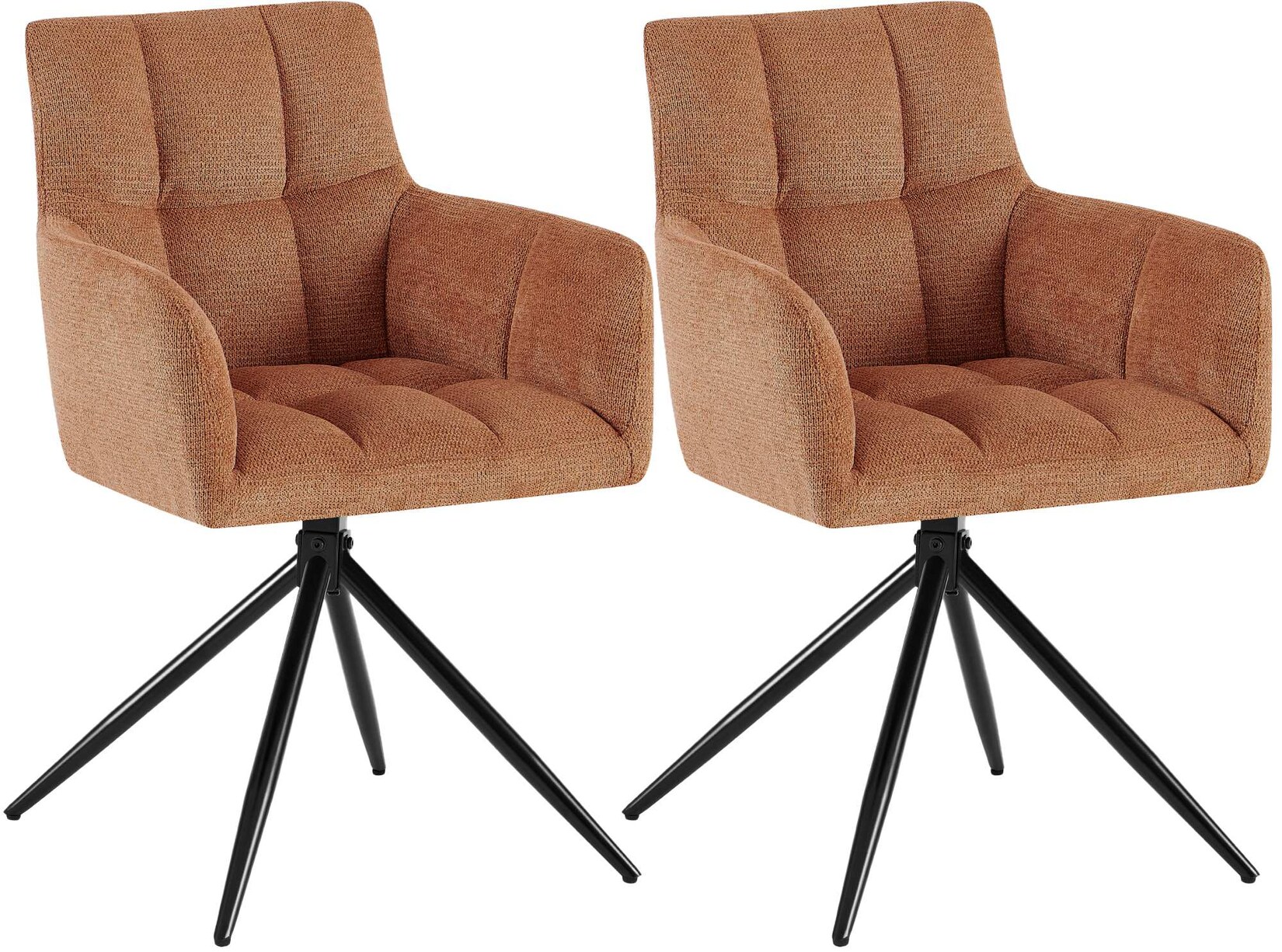 CLP Esszimmerstühle 2er Set, Sessel Jonah drehbar mit Armlehnen, moderne Drehstühle mit Stoff für Wohnzimmer, bis 150 kg belastbar