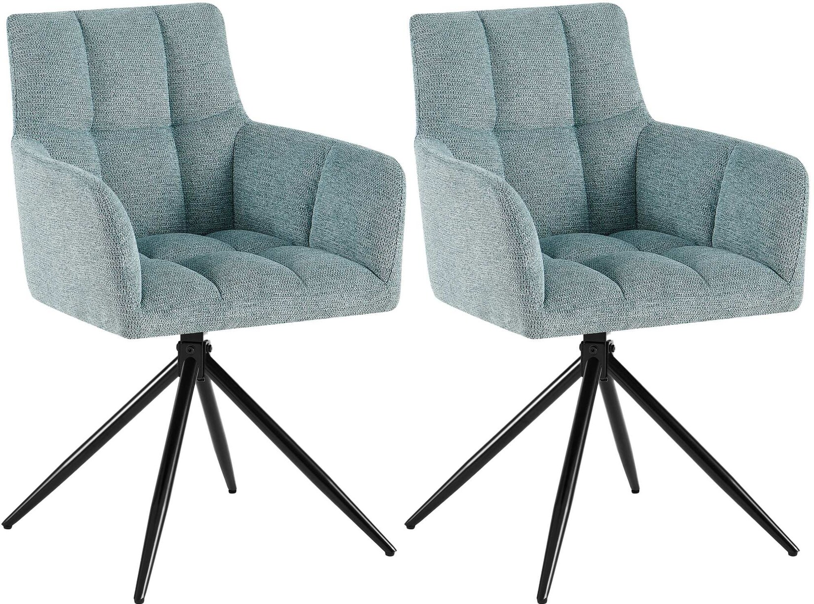 CLP Esszimmerstühle 2er Set, Sessel Jonah drehbar mit Armlehnen, moderne Drehstühle mit Stoff für Wohnzimmer, bis 150 kg belastbar