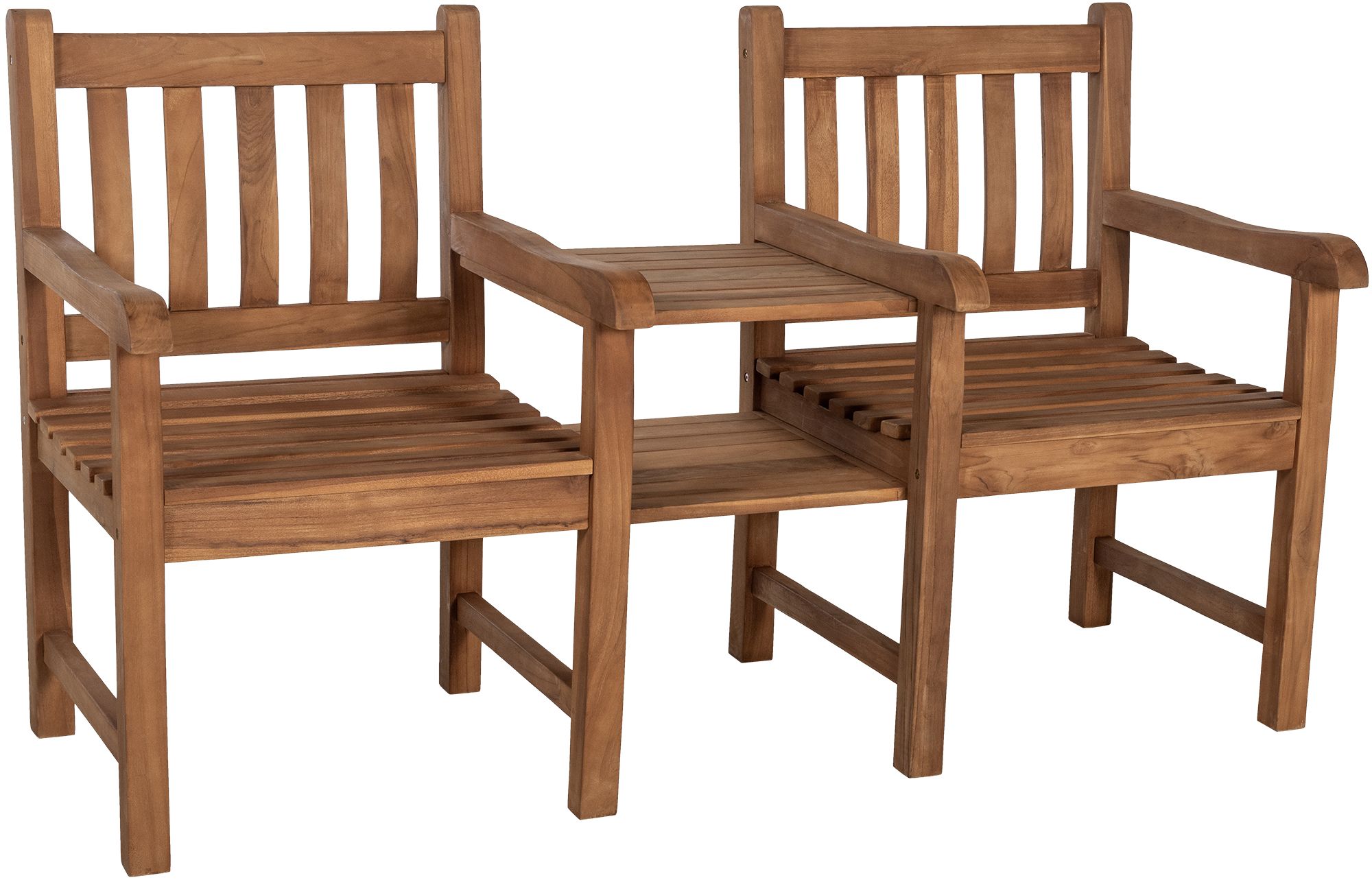 CLP Gartenbank wetterfest mit Tisch Lior, Teakbank outdoor, 2-Sitzer Holzbank und Gartensessel 2er Set in einem, f&uuml;r Balkon und Garten - Bild 1