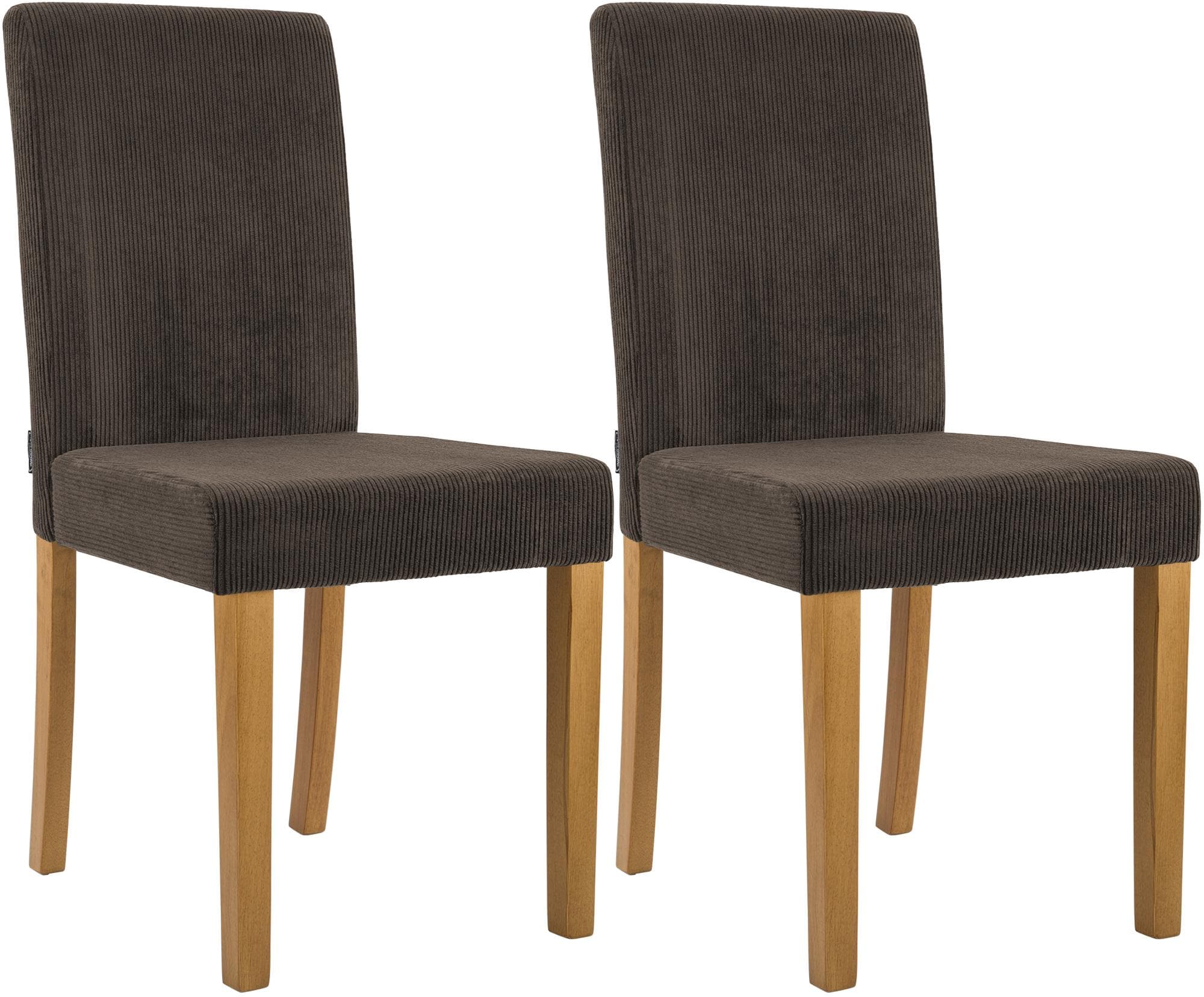 CLP Esszimmerstuhl 2er Set gepolstert mit Lehne Ina, K&uuml;chenstuhl mit Bezug aus Cord, stabiles Gestell aus Holz - Bild 1