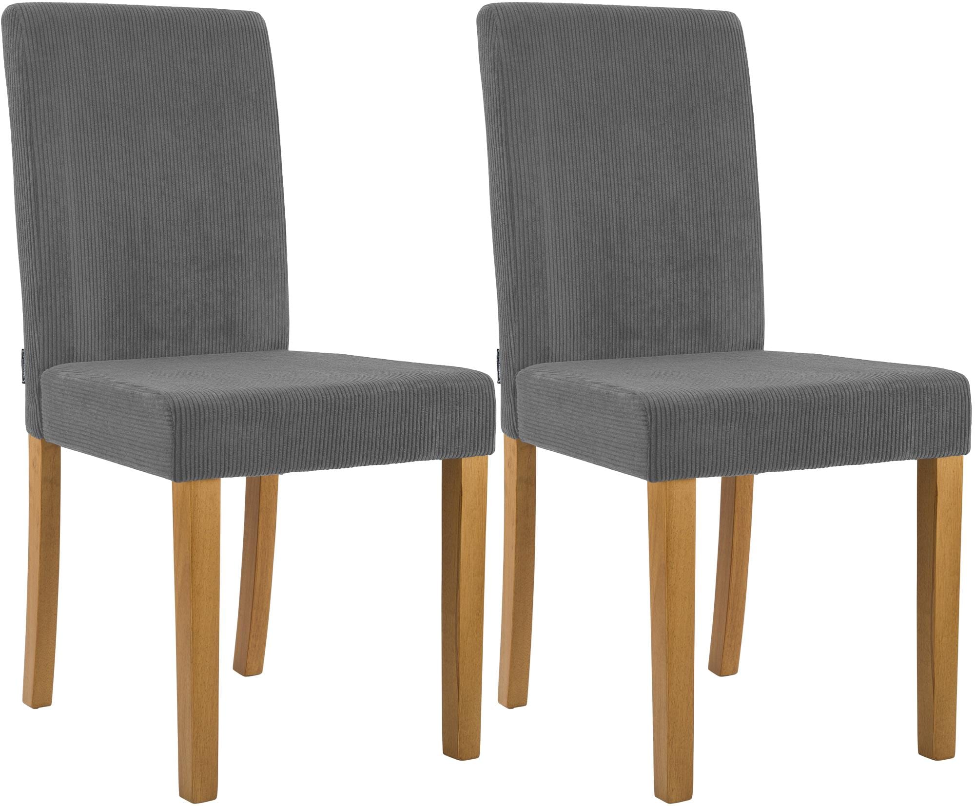 CLP Esszimmerstuhl 2er Set gepolstert mit Lehne Ina, K&uuml;chenstuhl mit Bezug aus Cord, stabiles Gestell aus Holz - Bild 1