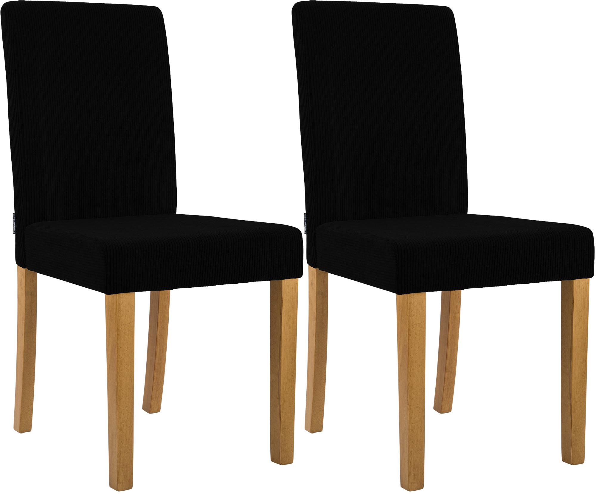 CLP Esszimmerstuhl 2er Set gepolstert mit Lehne Ina, K&uuml;chenstuhl mit Bezug aus Cord, stabiles Gestell aus Holz - Bild 1