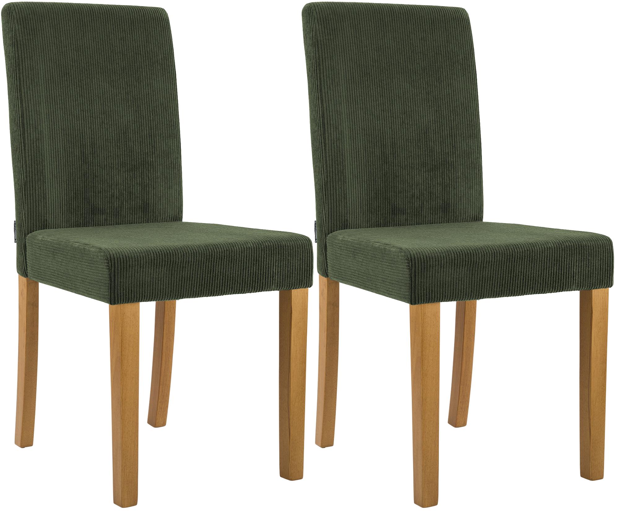 CLP Esszimmerstuhl 2er Set gepolstert mit Lehne Ina, K&uuml;chenstuhl mit Bezug aus Cord, stabiles Gestell aus Holz - Bild 1