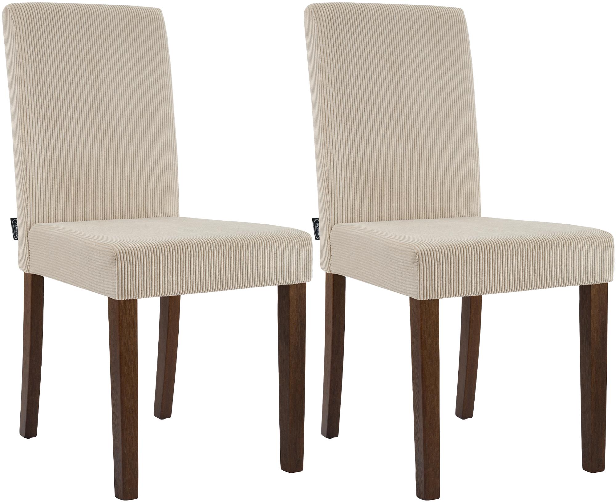 CLP Esszimmerstuhl 2er Set gepolstert mit Lehne Ina, K&uuml;chenstuhl mit Bezug aus Cord, stabiles Gestell aus Holz - Bild 1