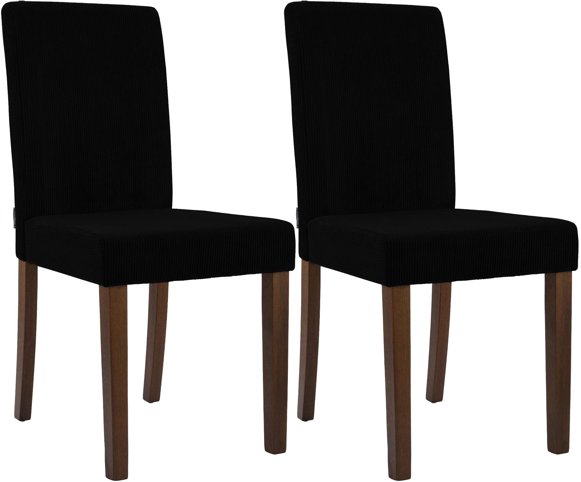 CLP Esszimmerstuhl 2er Set gepolstert mit Lehne Ina, K&uuml;chenstuhl mit Bezug aus Cord, stabiles Gestell aus Holz - Bild 1