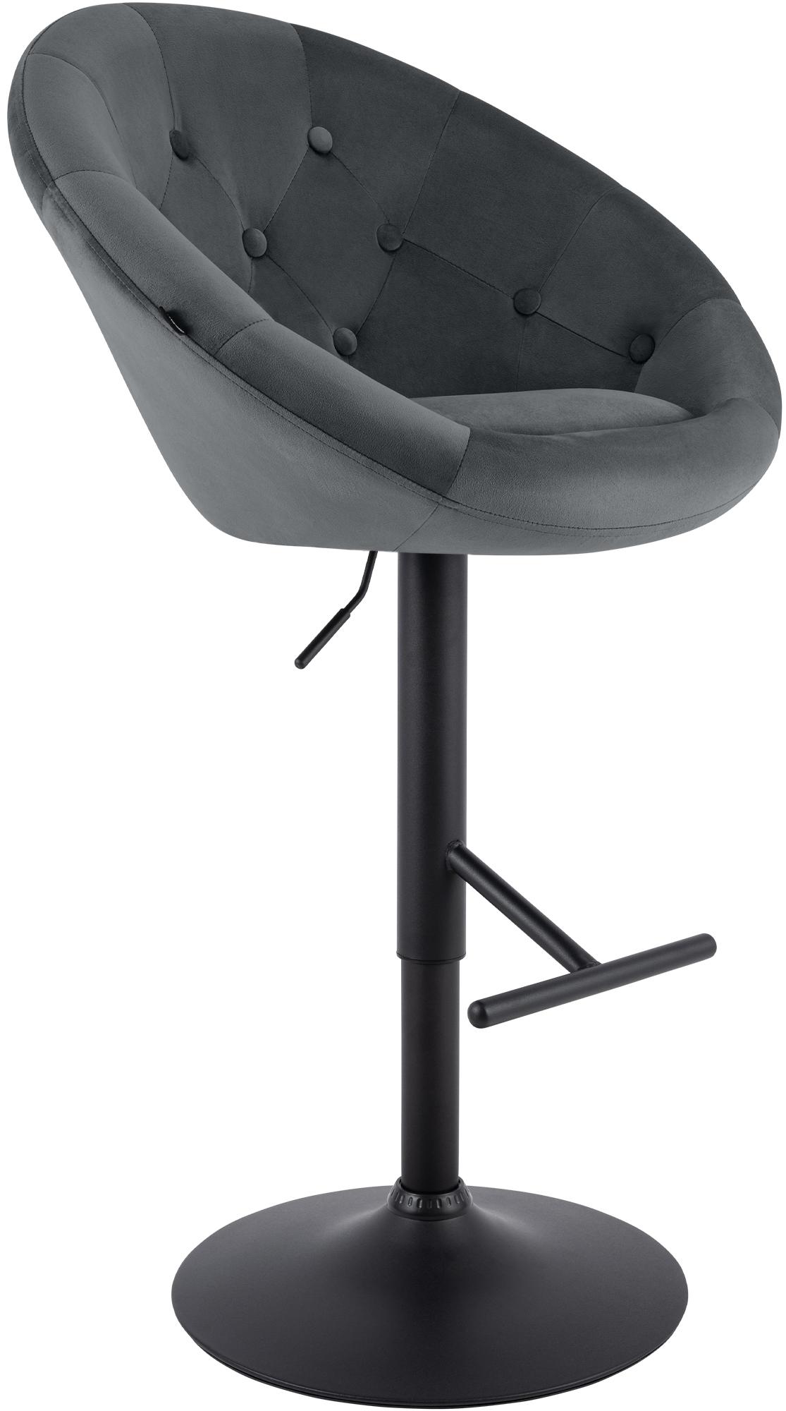 CLP Barhocker London Samt schwarz Farbe:dunkelgrau;Gestell Farbe:schwarz - Bild 1