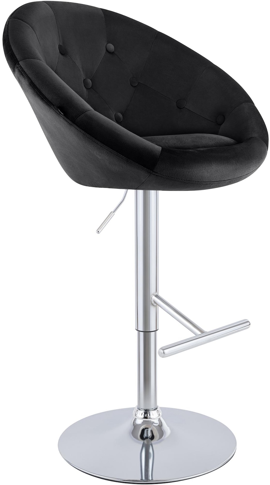 CLP Barhocker höhenverstellbar mit Lehne London, Barstuhl gepolstert Samtbezug, Tresenstuhl mit Metallgestell 360° drehbar