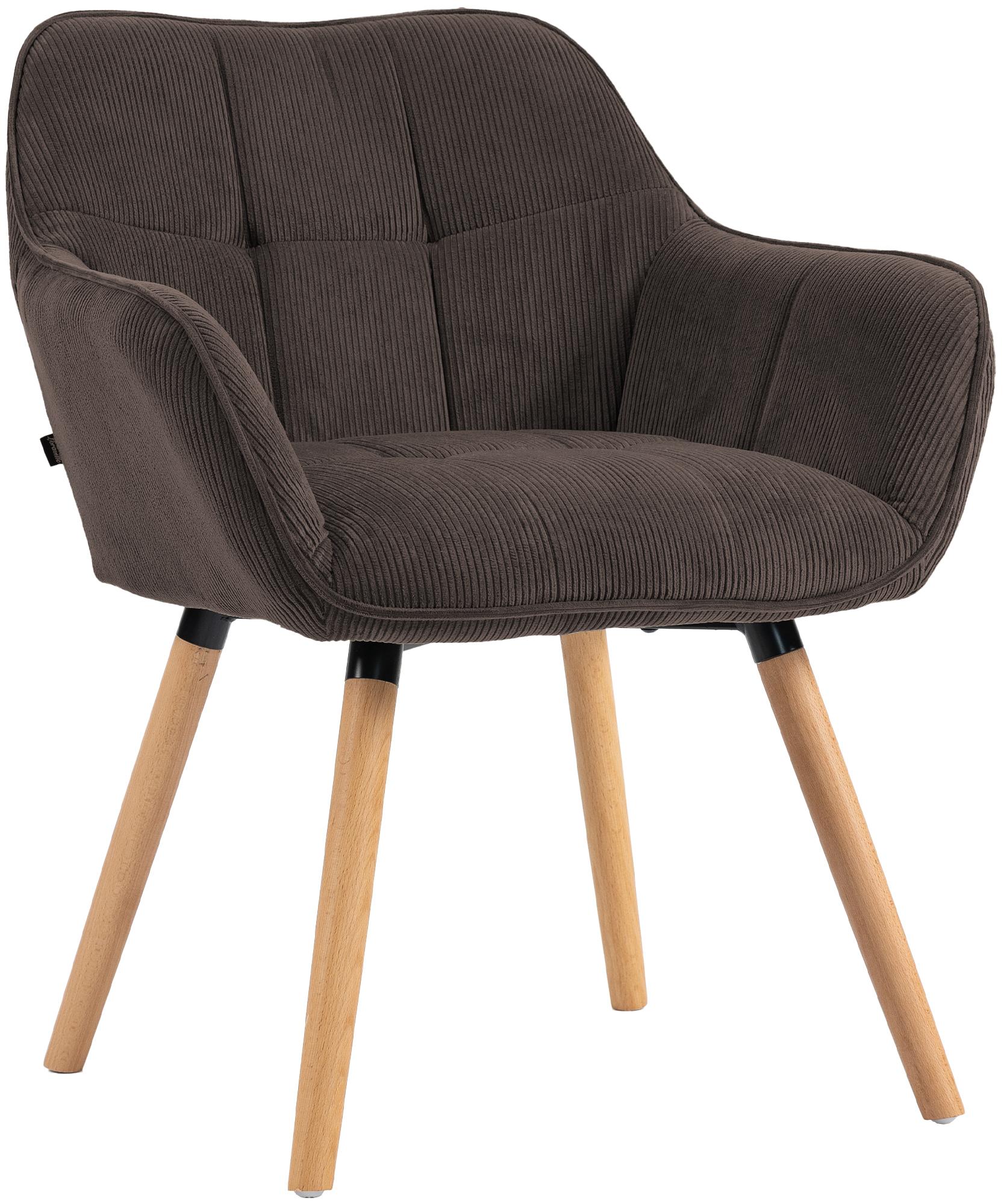 CLP Esszimmerstuhl gepolstert mit Lehne Vienna, K&uuml;chenstuhl mit Cordbezug, Sessel mit Holzgestell bis 150 kg belastbar - Bild 1