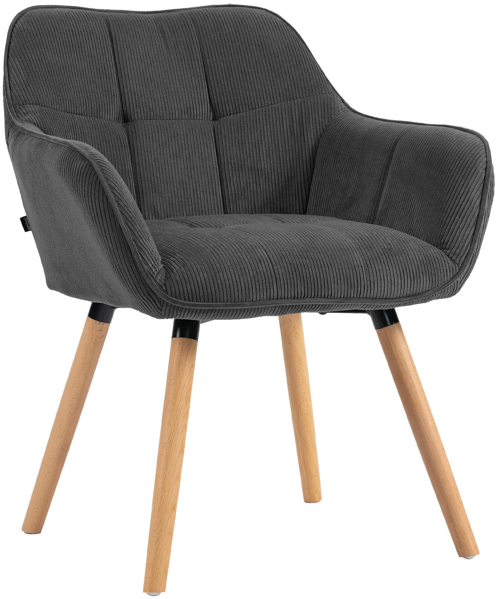 CLP Esszimmerstuhl gepolstert mit Lehne Vienna, K&uuml;chenstuhl mit Cordbezug, Sessel mit Holzgestell bis 150 kg belastbar - Bild 1