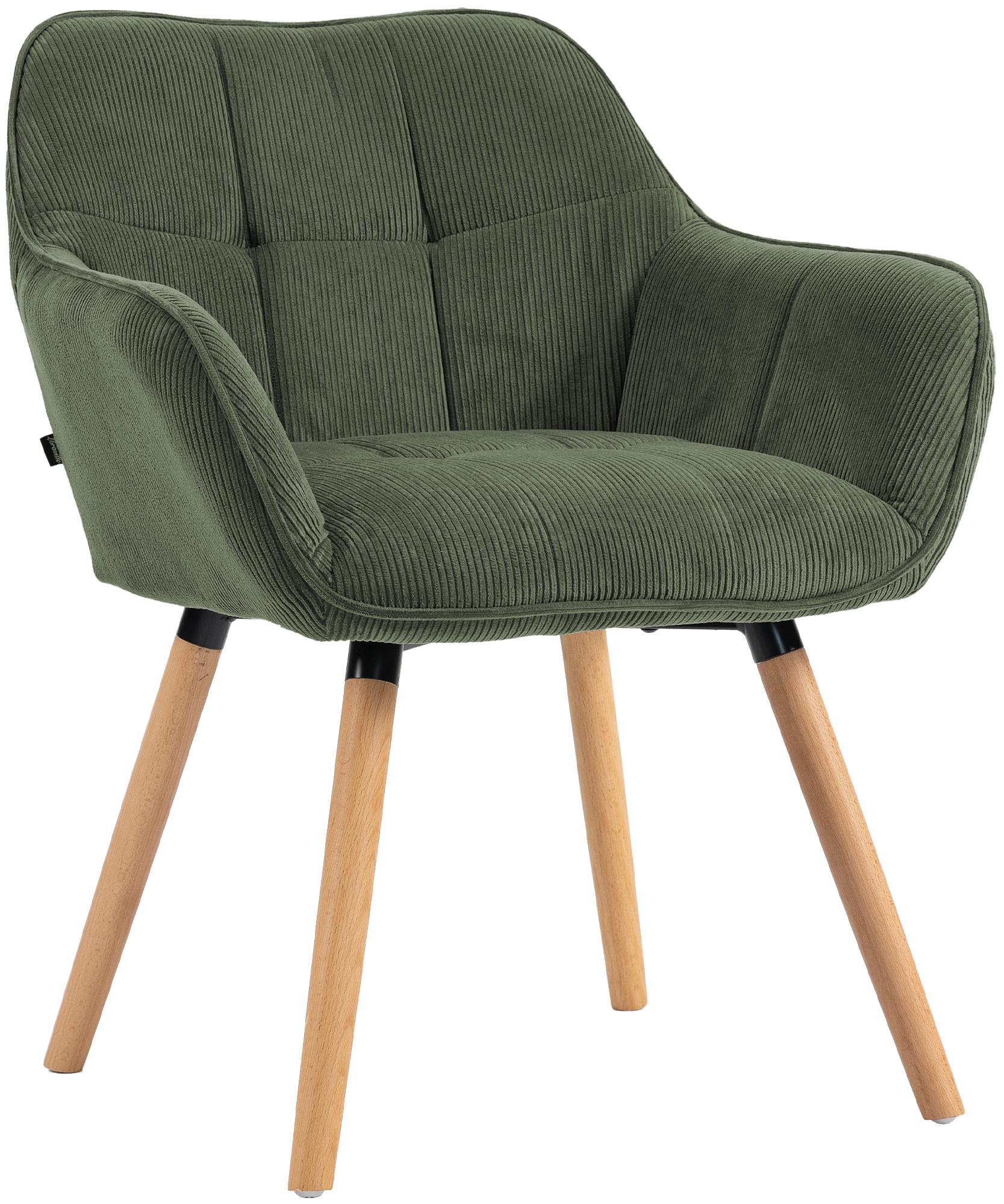 CLP Esszimmerstuhl gepolstert mit Lehne Vienna, K&uuml;chenstuhl mit Cordbezug, Sessel mit Holzgestell bis 150 kg belastbar - Bild 1