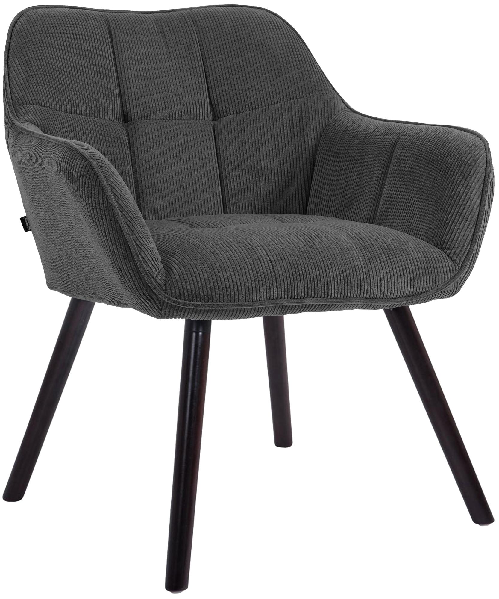 CLP Esszimmerstuhl gepolstert mit Lehne Vienna, K&uuml;chenstuhl mit Cordbezug, Sessel mit Holzgestell bis 150 kg belastbar - Bild 1